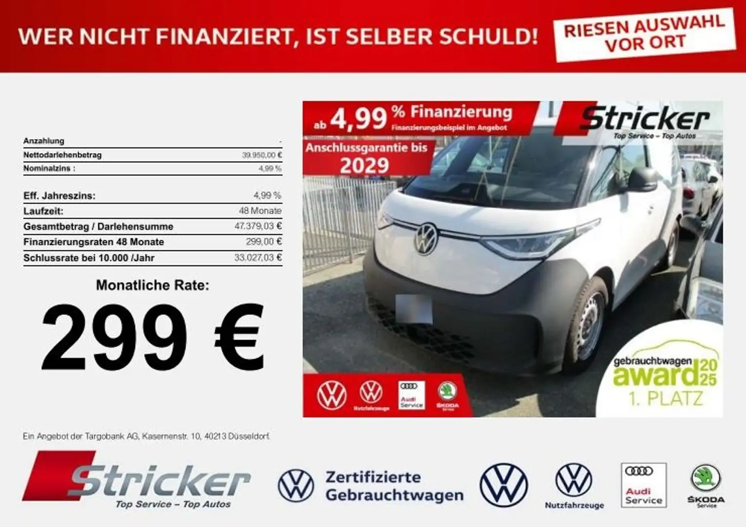 Volkswagen ID. Buzz Cargo 210/77 299,-ohne Anzahlung Weiß - 1