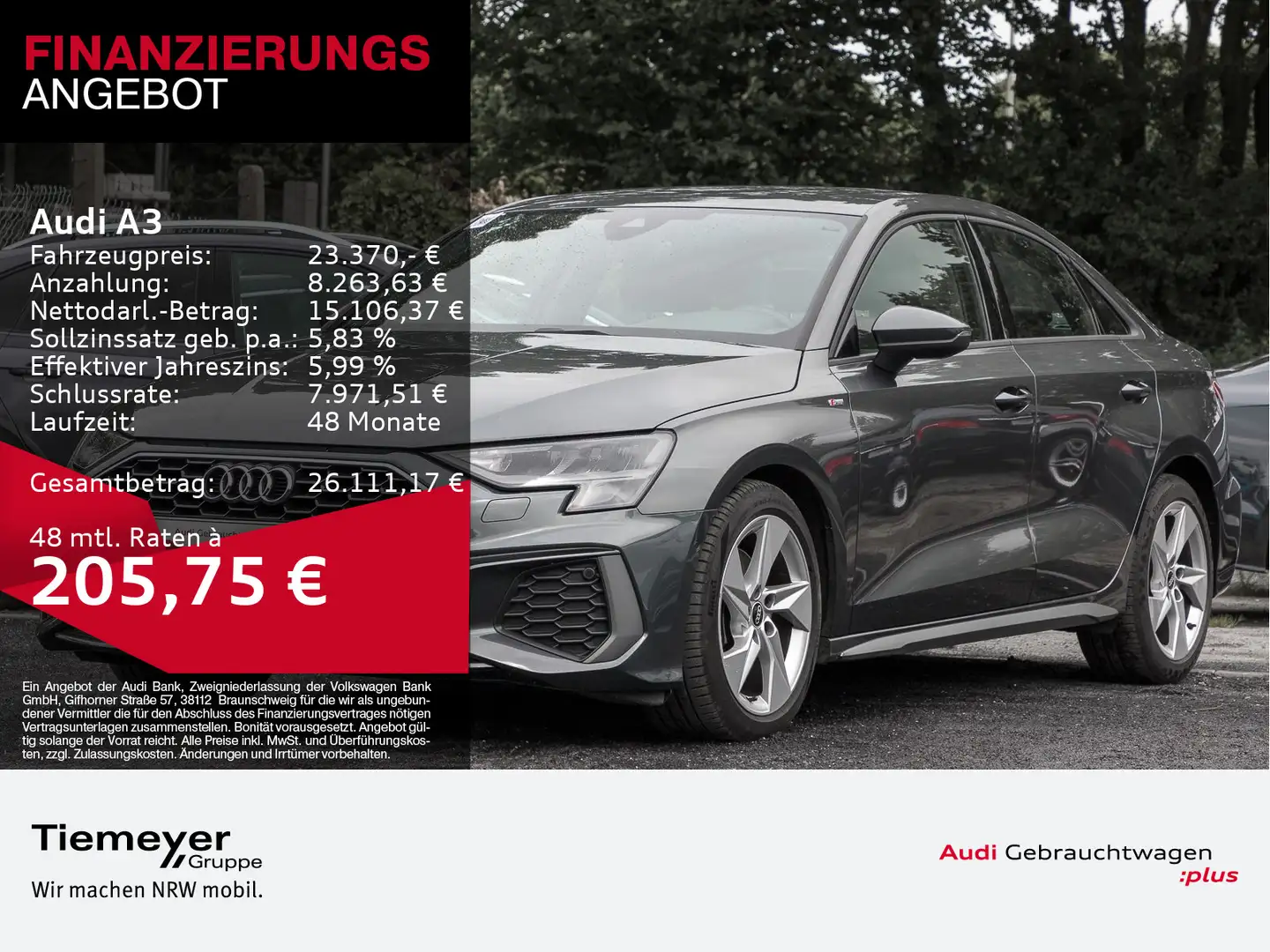 Audi A3 LIMO 35 TFSI S LINE VIRTUAL CONNECT NAVI+ Grigio - 1