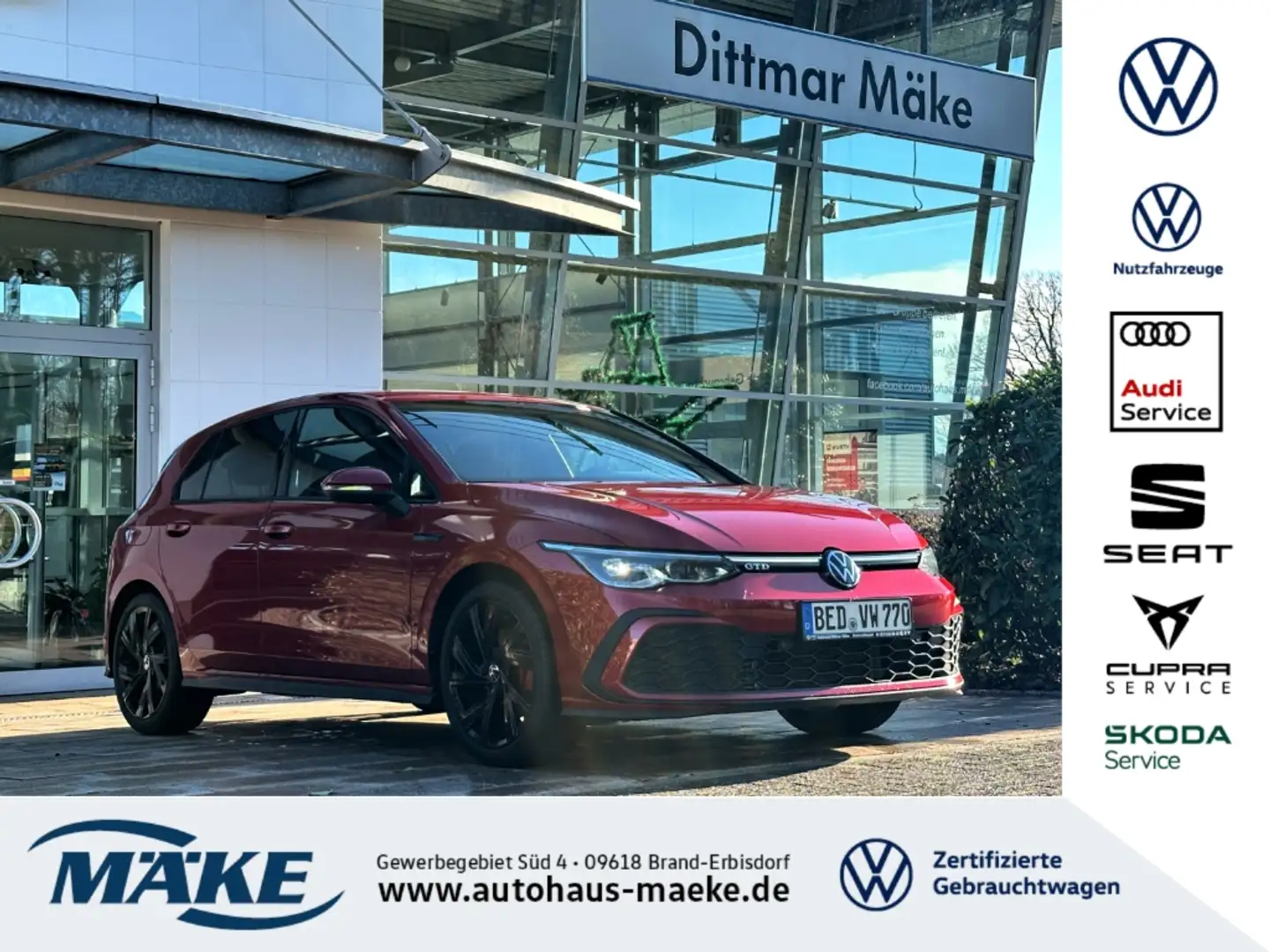 Volkswagen Golf GTD 2.0 TDI DSG STDHZG ACC LED AHV SHZ RFK LED Rot - 1