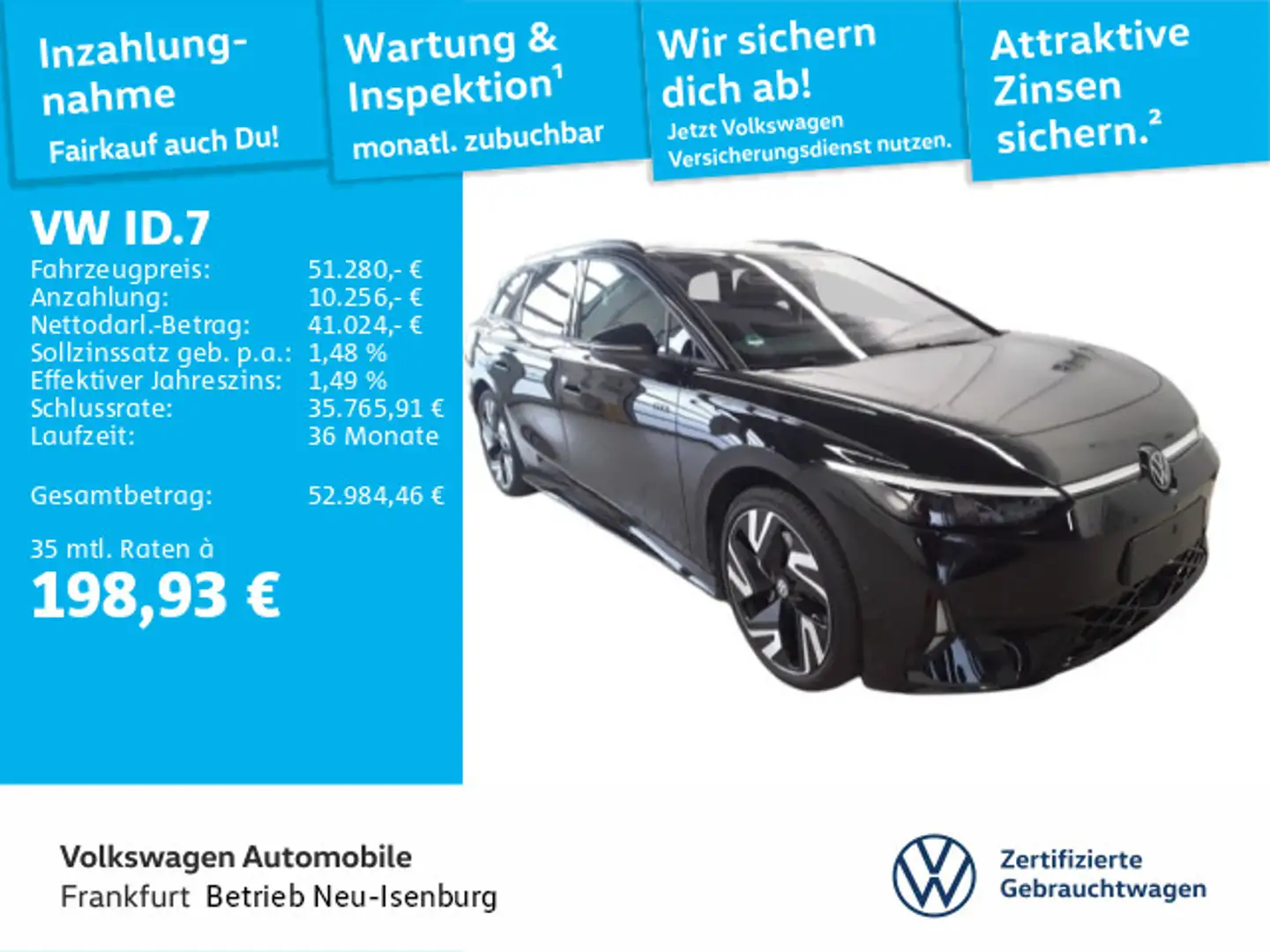 Volkswagen ID.7 Tourer GTX 4Motion IQ.Light Pano Navi ACC S Schwarz - 1