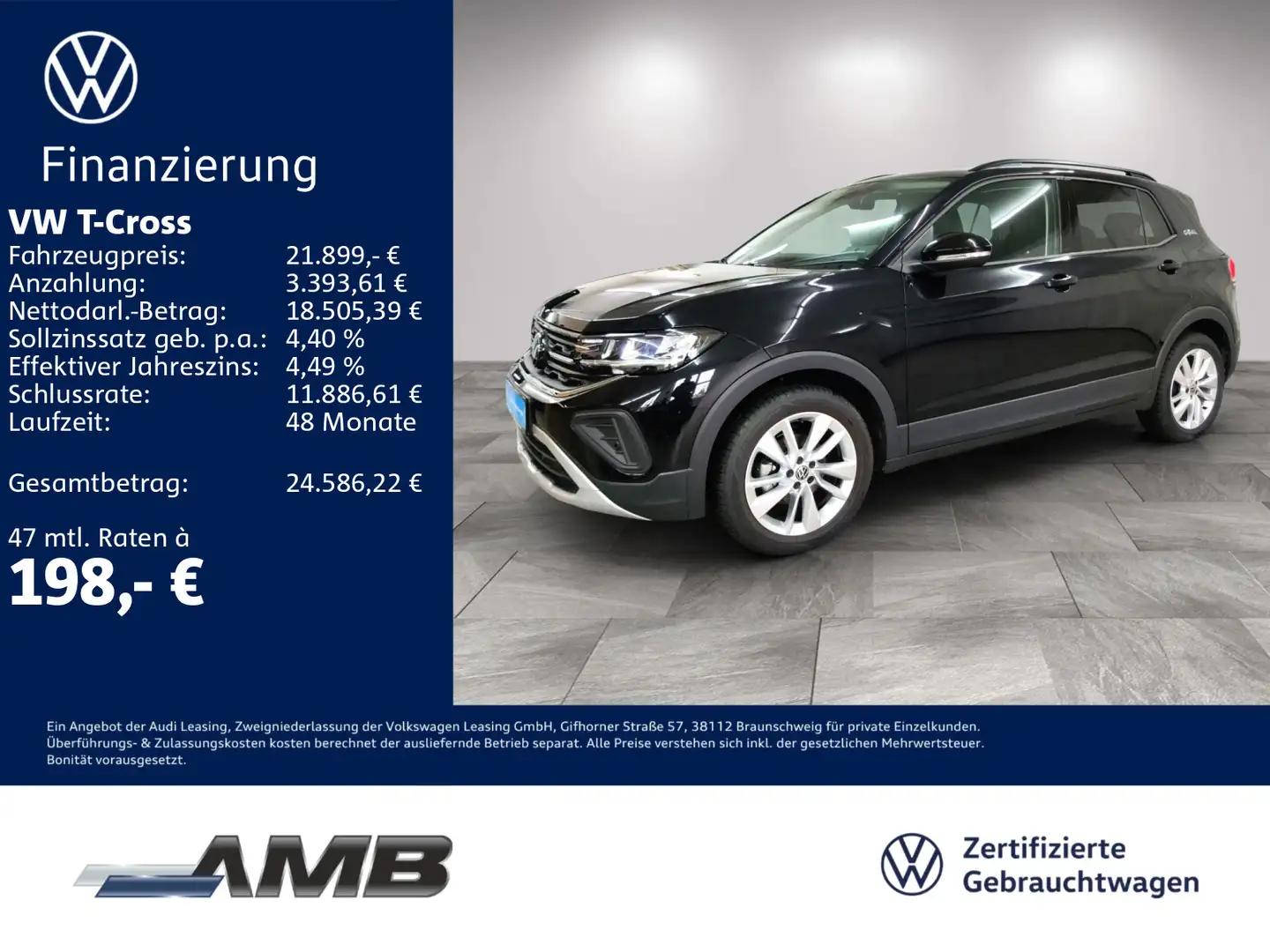 Volkswagen T-Cross Goal 1.0 TSI LED/Travel/Beats/01.30Garan Schwarz - 1