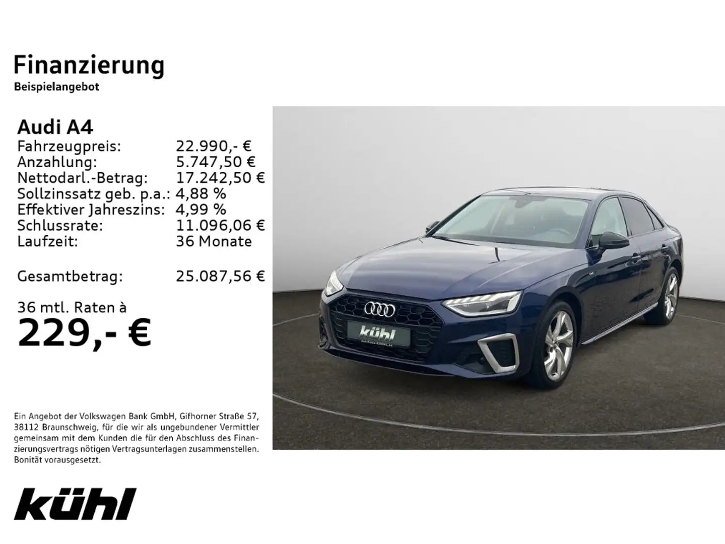 Audi A4 35 TFSI S tronic S line Navi,LED,Optik Paket Blau - 2