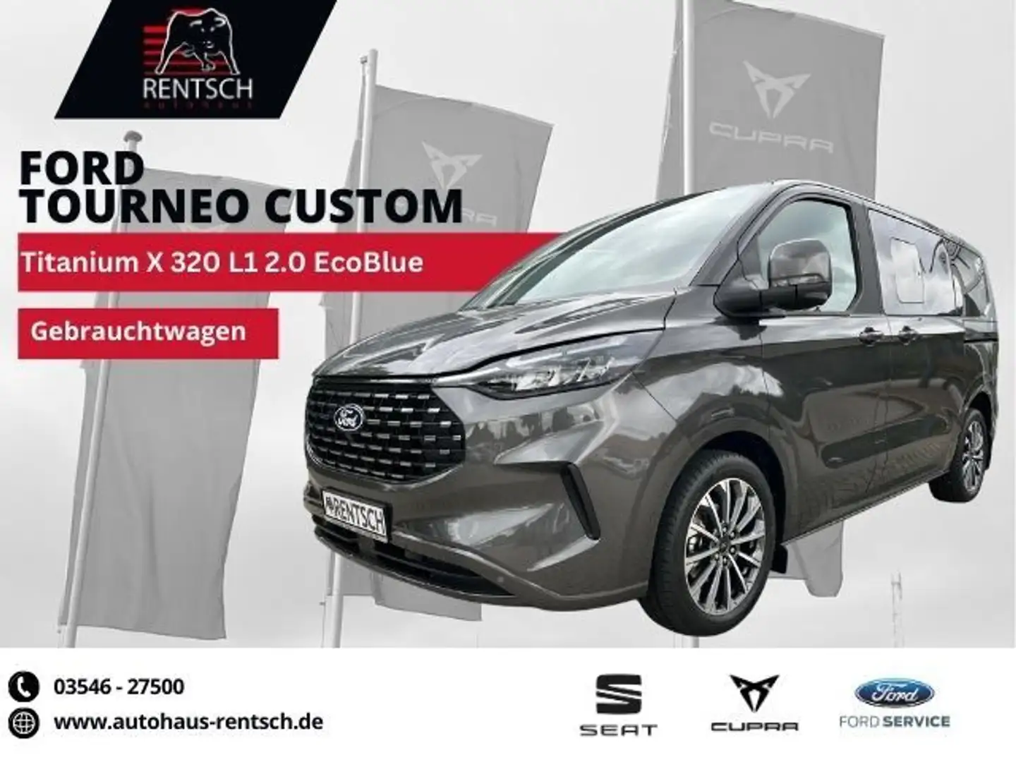 Ford Tourneo Custom Titanium X 320 L1 2.0 EB*STNDHZG* Gris - 1