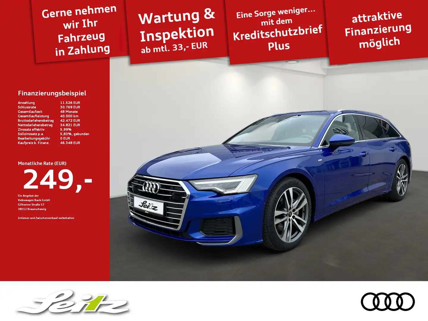 Audi A6 Avant 40 TDI quattro S line MATRIX*AHK*STDHZG*KAME Blauw - 1