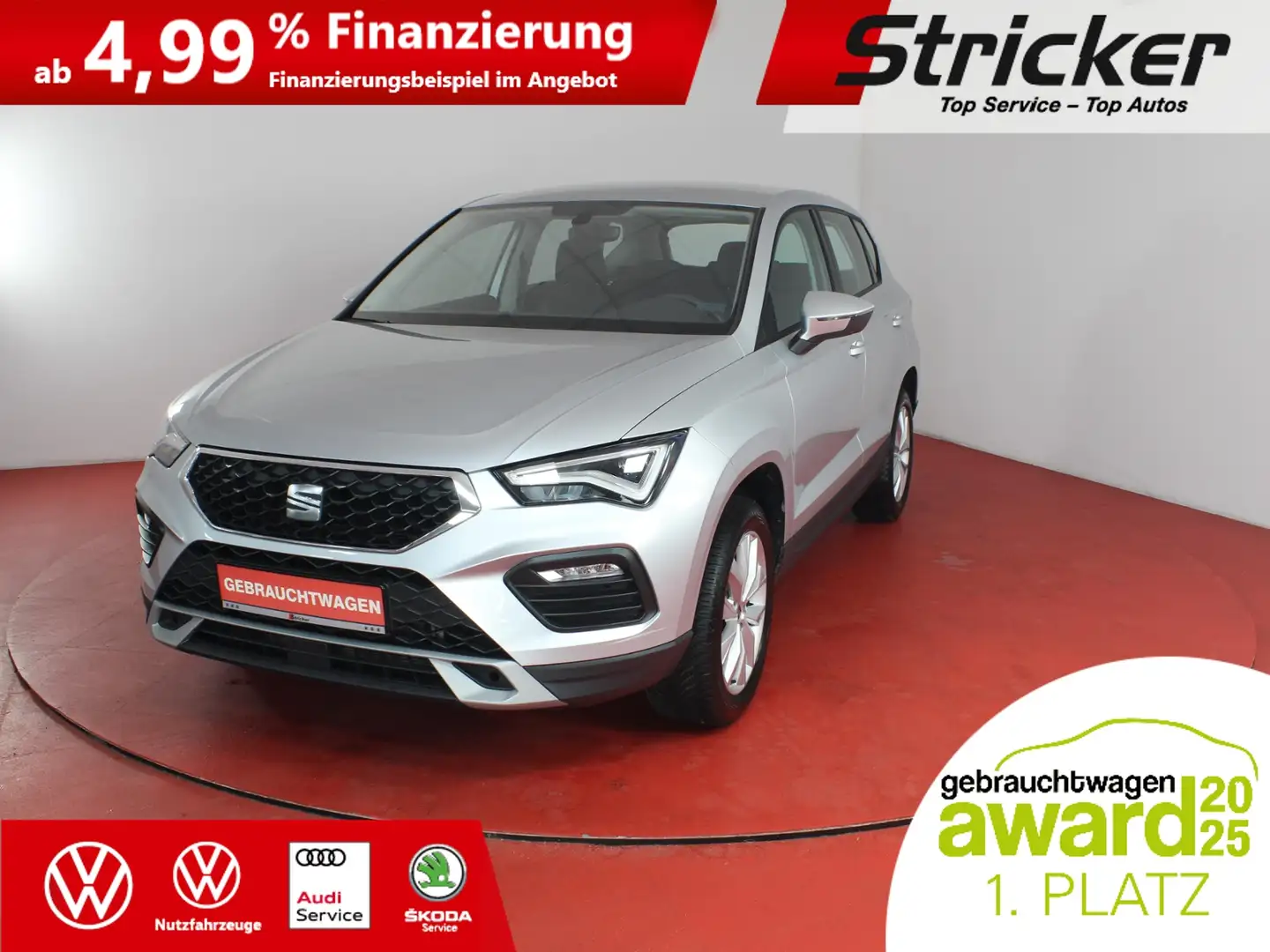 SEAT Ateca Style 1.5TSI 179,-ohne Anzahlung AHK Navi Sitzhei Silber - 2