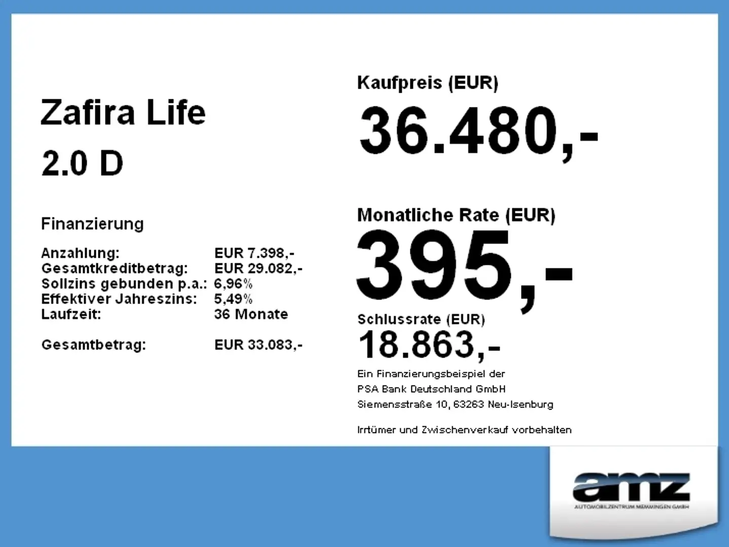 Opel Zafira Life 2.0 D XL (L3) Edition Grau - 2