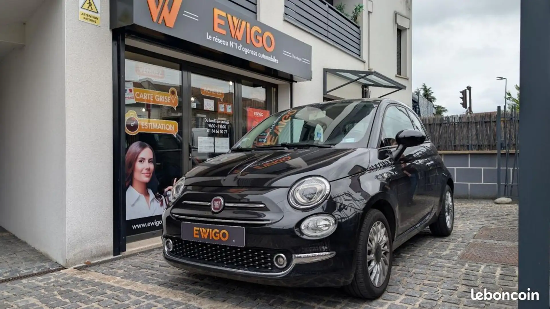 Fiat 500 1.2 69ch BVA Dualogic Lounge Toit Panoramique Noir - 1