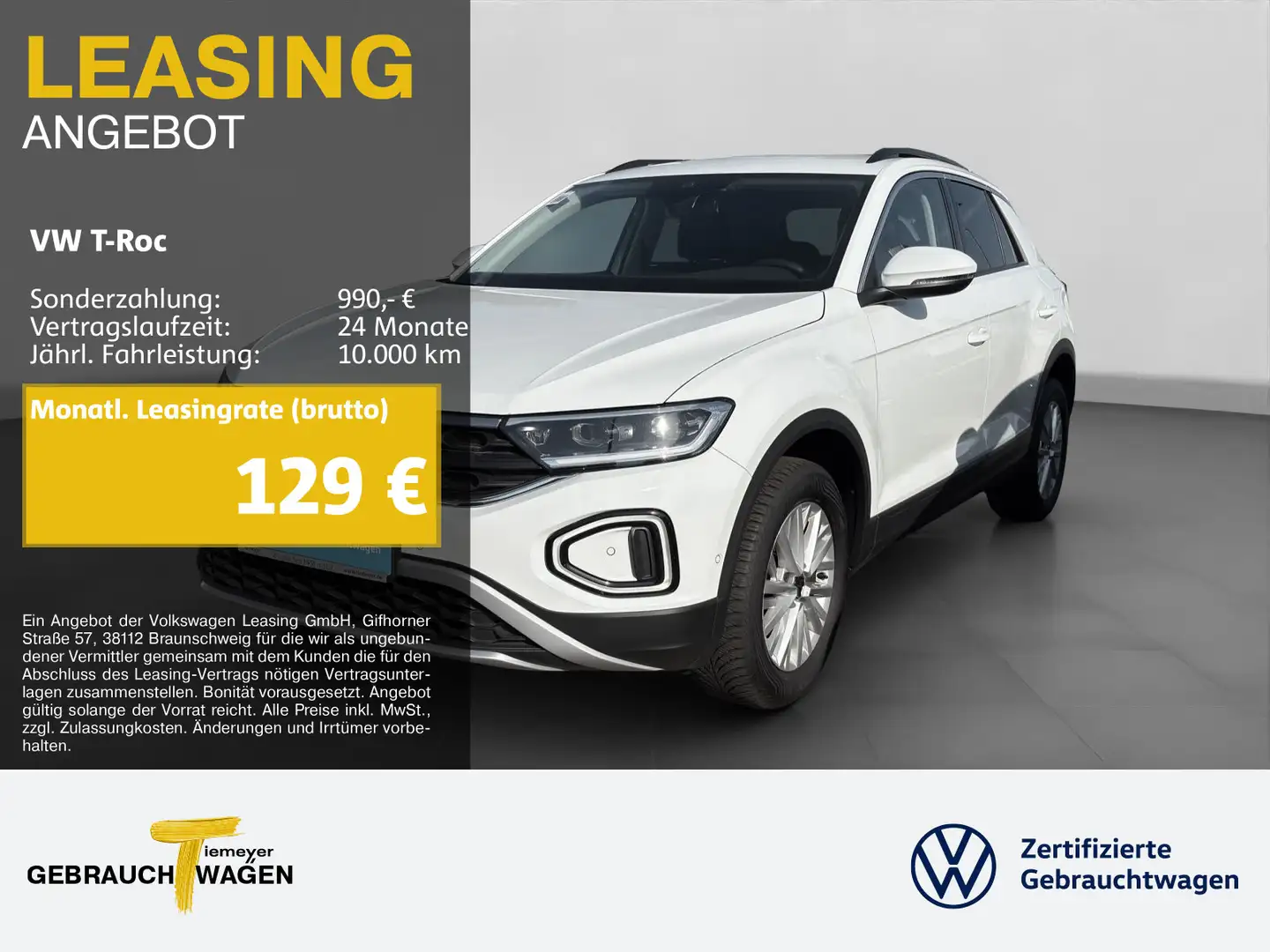 Volkswagen T-Roc 1.0 TSI LIFE NAVI LED SITZHZ PDC Weiß - 1