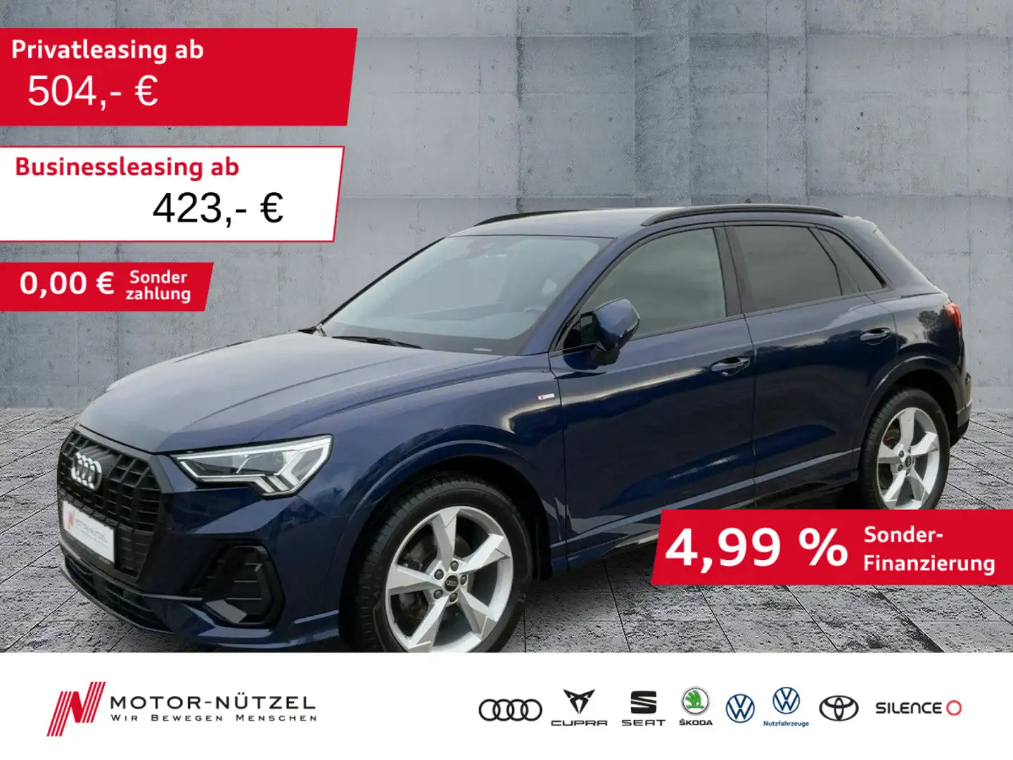 Audi Q3 35 TDI S-TR S-LINE 5JG+LED+NAV+AHK+ACC+SHZ+19 Blau - 1