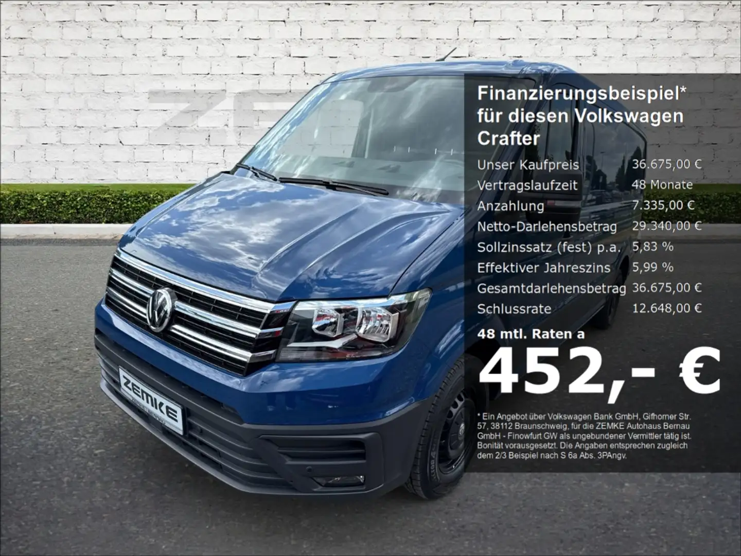 Volkswagen Crafter Kasten 35 mittellang Trendline AHK Apple C Azul - 1