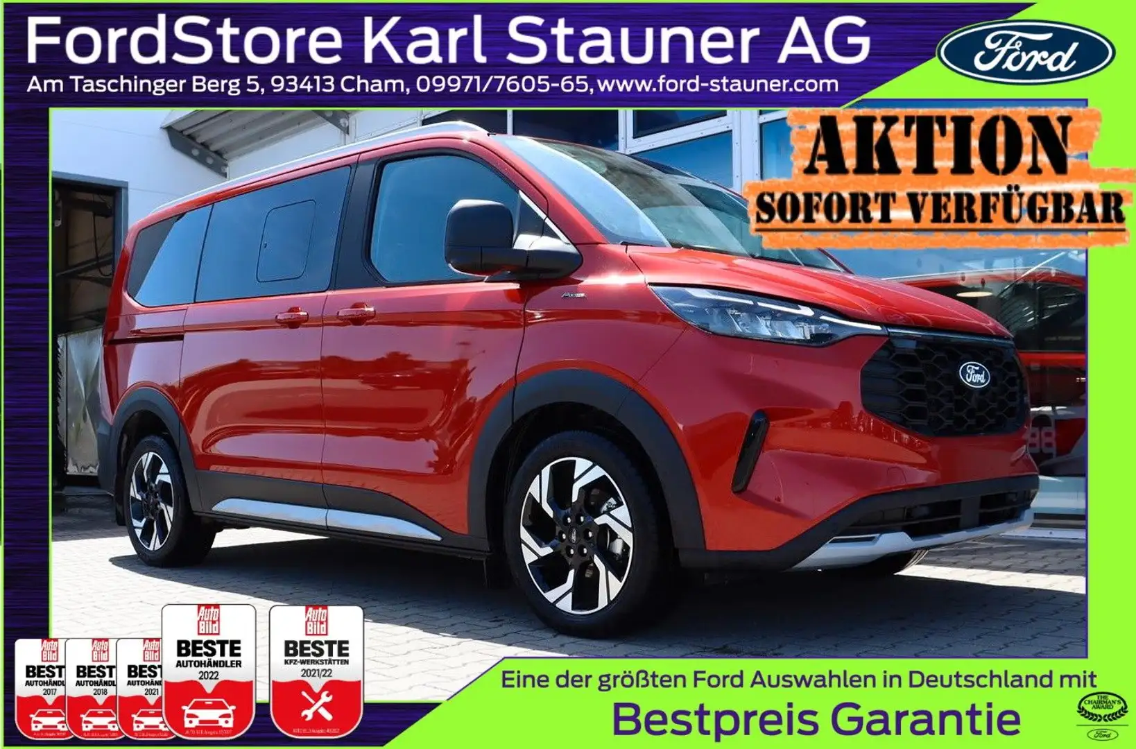 Ford Tourneo Custom Active 320/L1 3,99%* AHK 4x4 Rot - 1