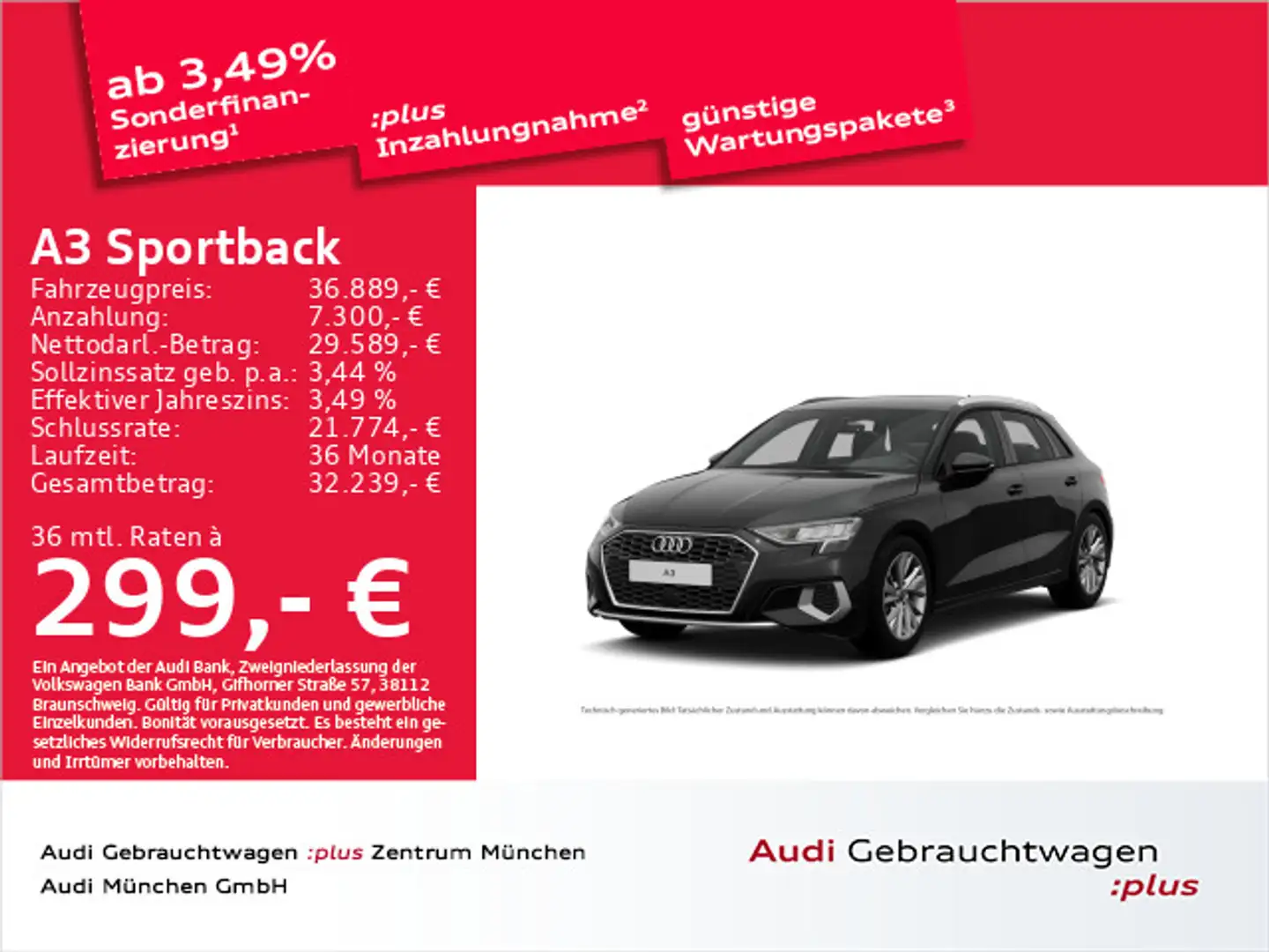 Audi A3 35 TDI S tronic advanced Virtual/Na Schwarz - 1