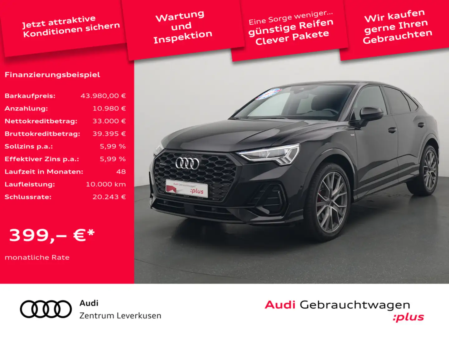 Audi Q3 Sportback 45 quattro S line AHK PANO KAM S Schwarz - 1