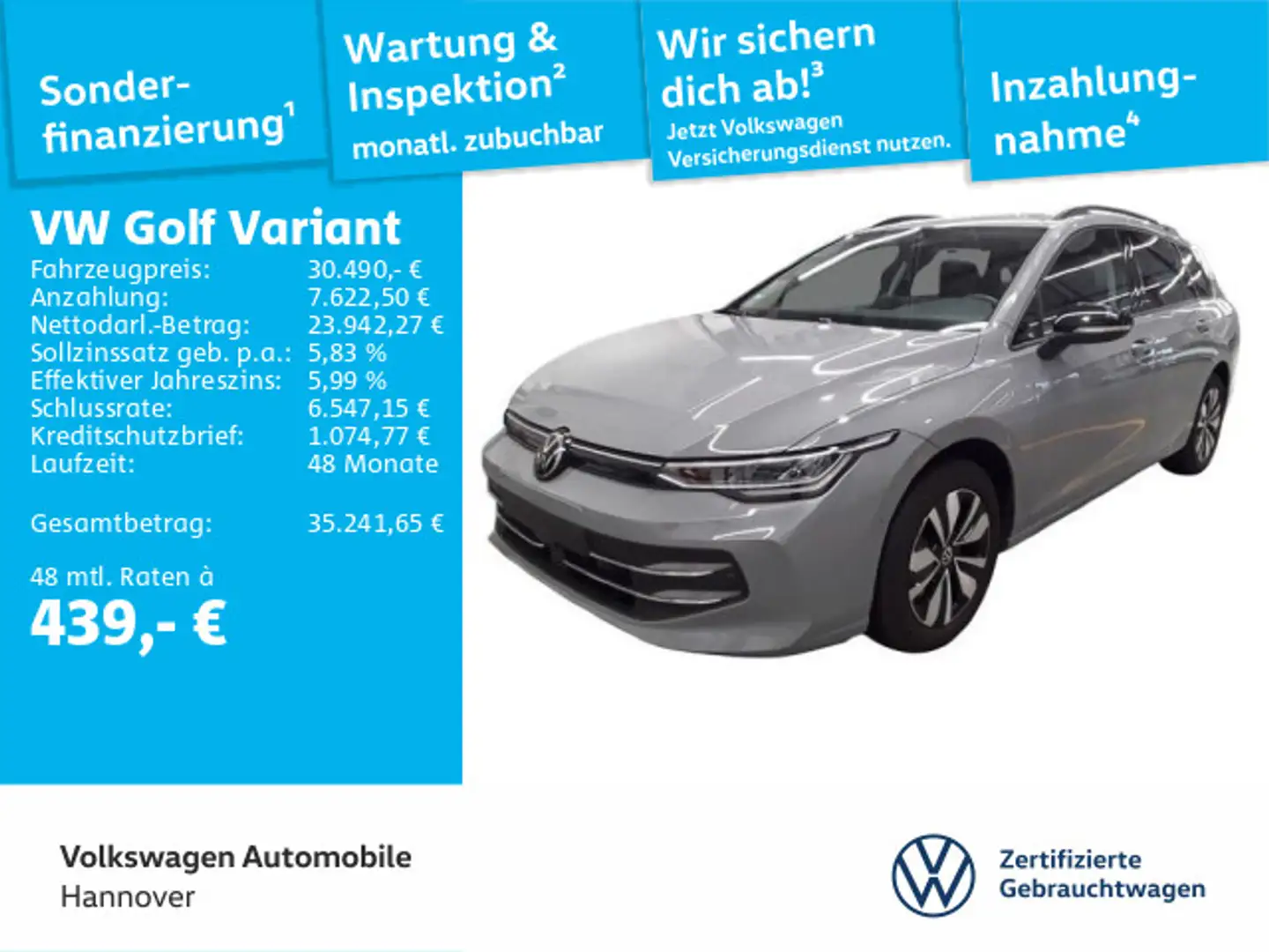 Volkswagen Golf Variant Golf VIII Variant 1.5 eTSI DSG Goal Pano Kamera Grau - 1