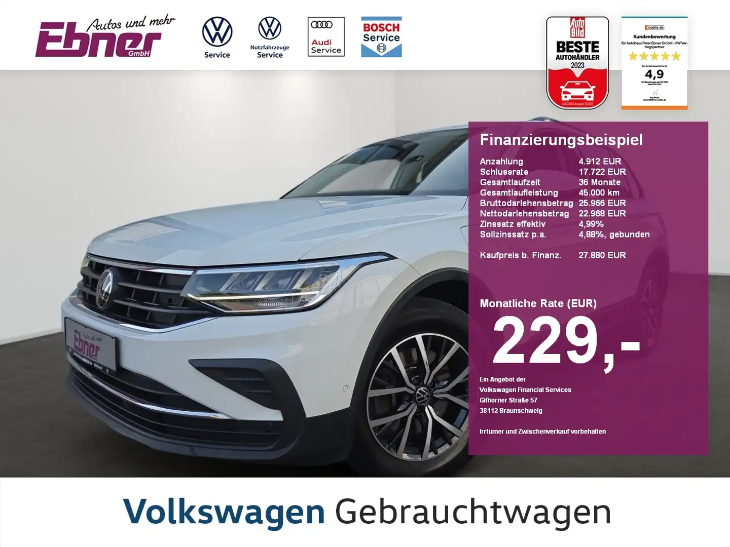 Volkswagen Tiguan LIFE PHEV 245PS DSG HEAD-UP+KAMERA+KEYLESS+LED+NAV bijela - 1
