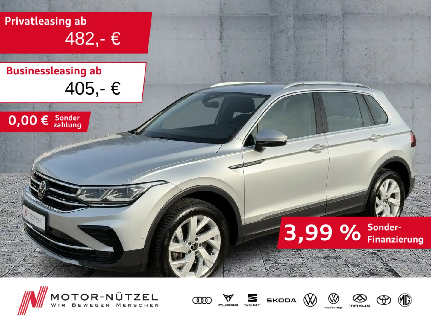 Volkswagen Tiguan 2.0TDI DSG 4M ELEGANCE MATRIX+AHK+ACC+HuD Silber - 1