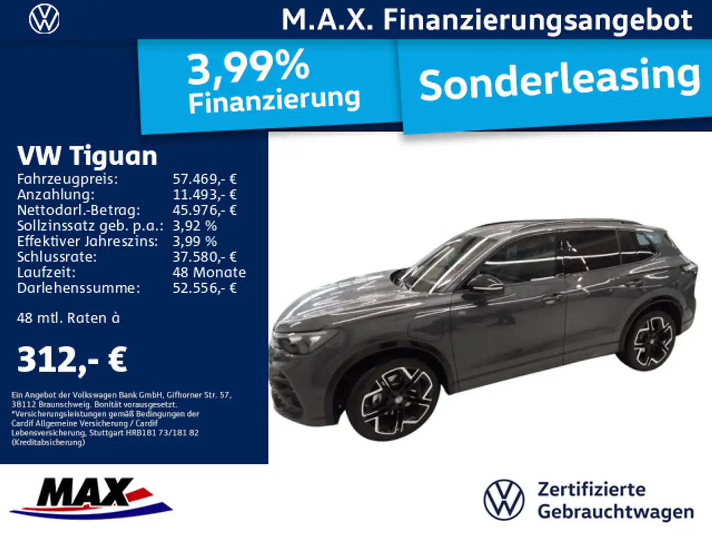Volkswagen Tiguan 1.5 TSI eHybrid R-LINE IQ.LIGHT+AHK+PANO+ Grau - 1