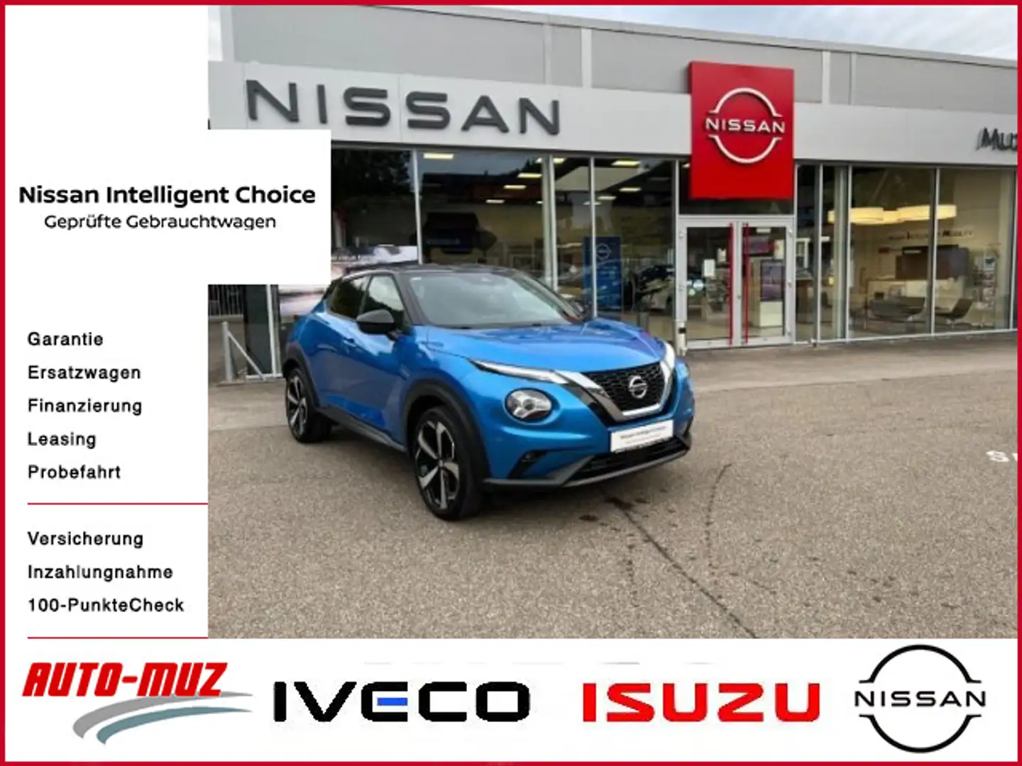 Nissan Juke 1.0 DIG-T Tekna Aut.*TEMPO*PDC*ALU*NAVI* Bleu - 1