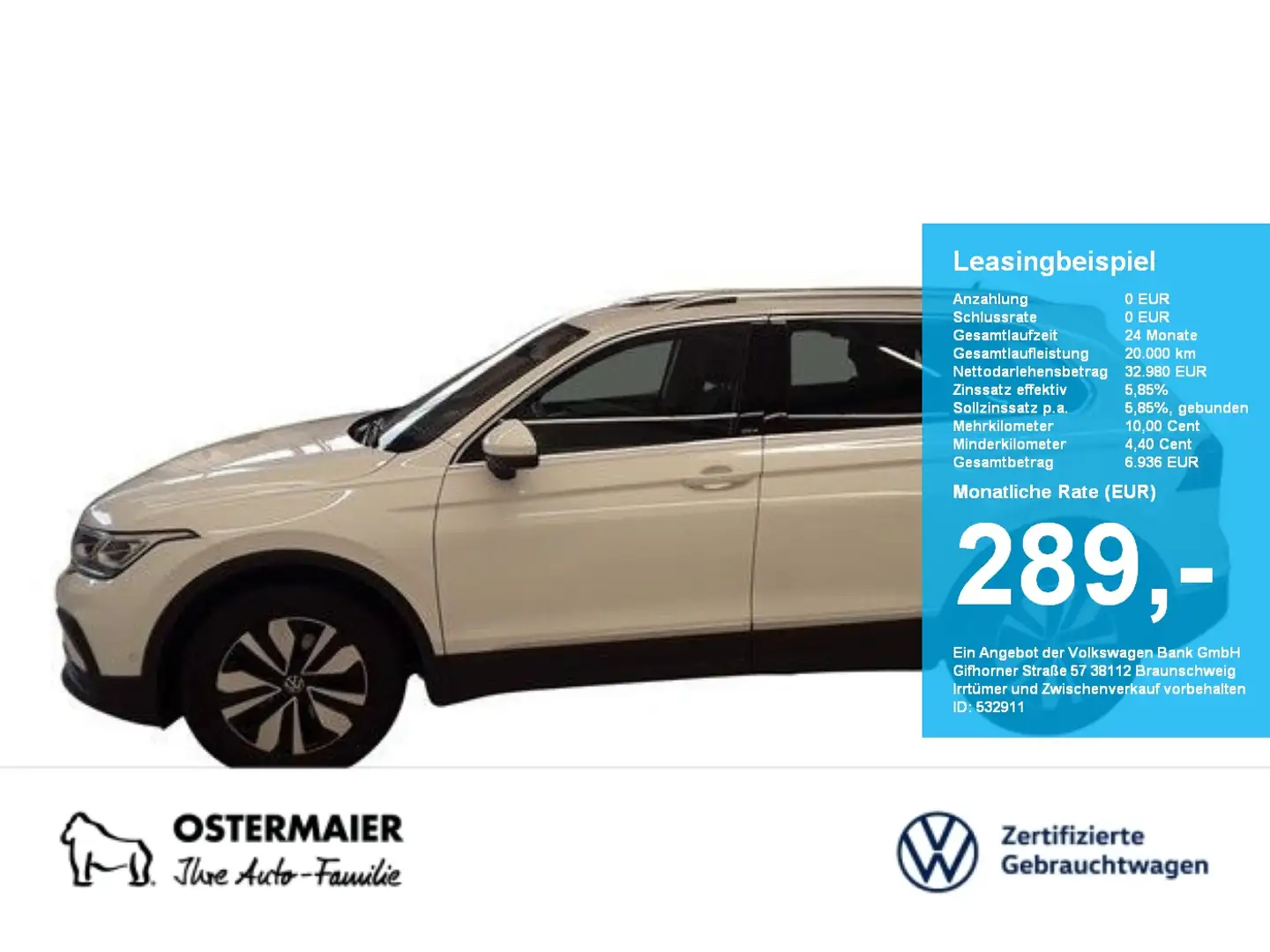 Volkswagen Tiguan MOVE 2.0TDI 150PS DSG ACC.5J-G.KAMERA.NAVI+VC.HARM Wit - 1