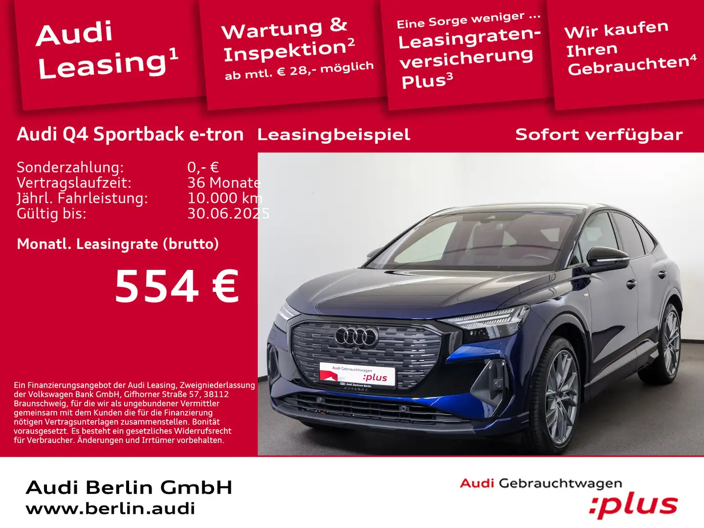 Audi Q4 e-tron Q4 Sportback 45 e-tron qu. AHK 360°K MATRIX NAVI Blau - 1