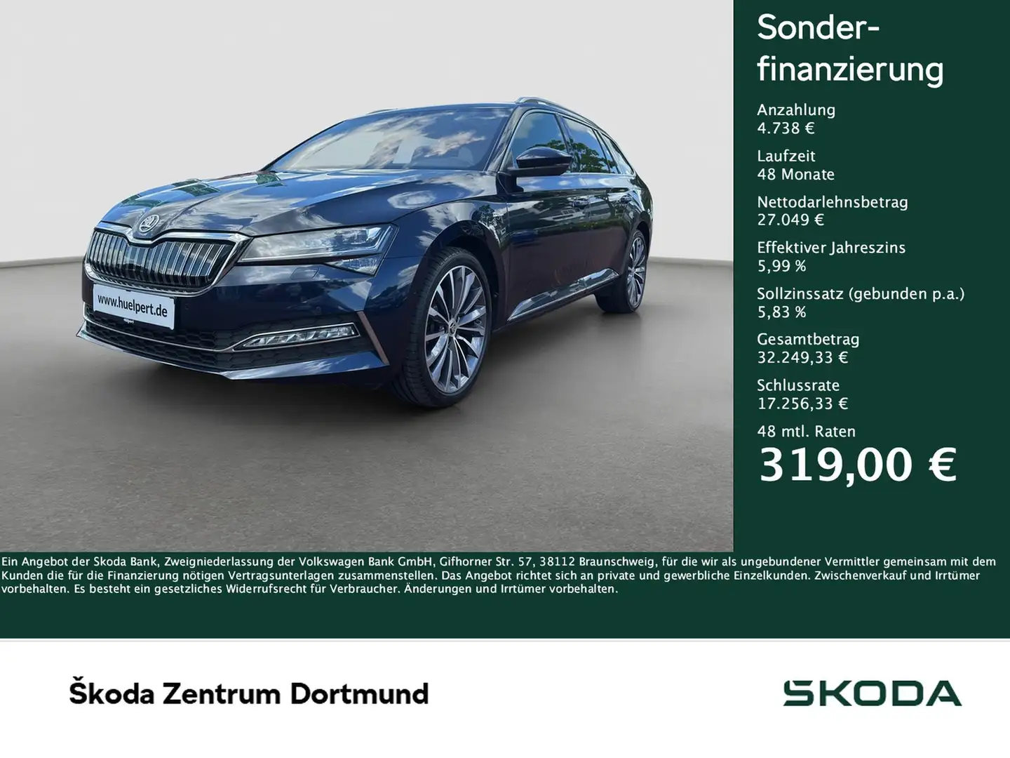 Skoda Superb Combi 1.4 iV L&K LEDER STANDHZ. PANO LM19 Blau - 1