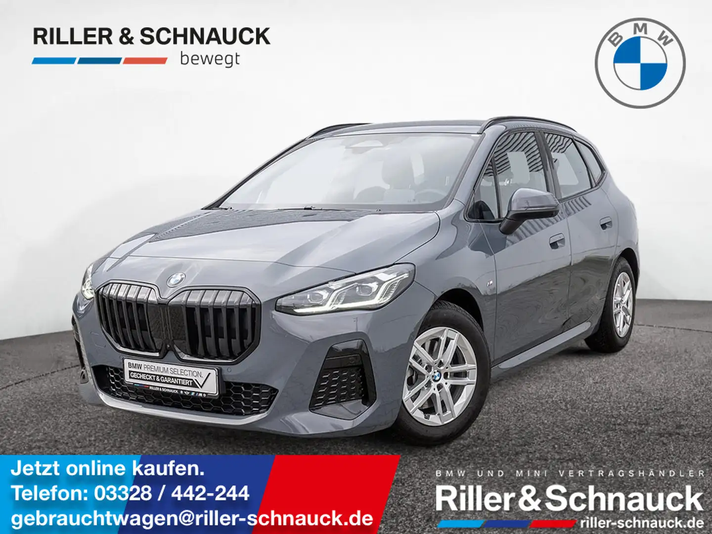 BMW 220 i Active Tourer M-Sport AHK+HUD+360°KAM+AC Grau - 1
