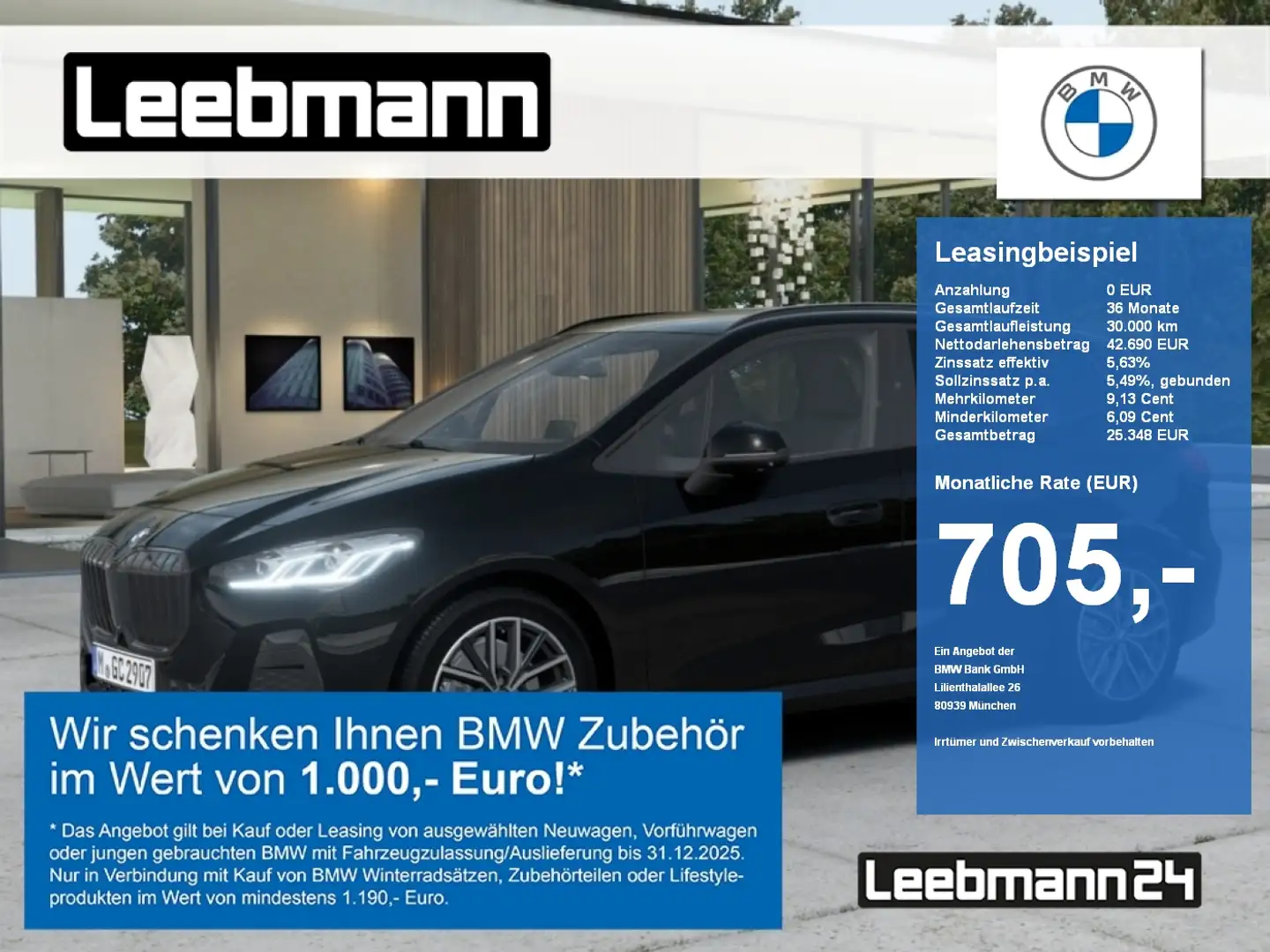 BMW 223 i xDrive Active Tourer M-Sport AHK/HUD/HK-HiFi Fekete - 1