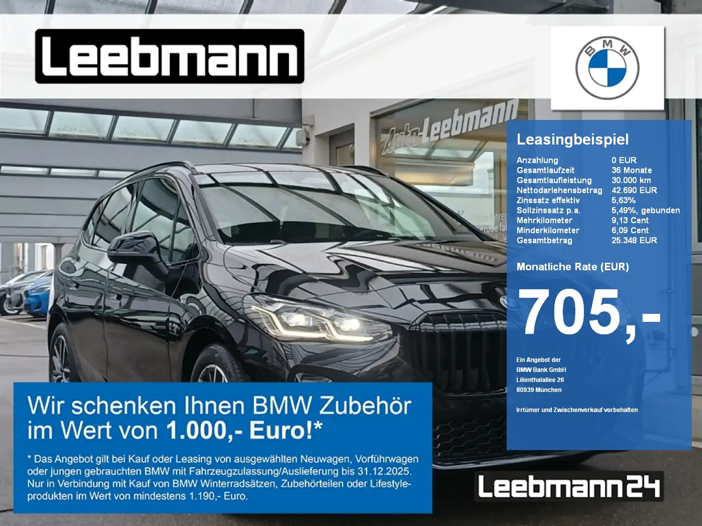 BMW 223 i xDrive Active Tourer M-Sport AHK/HUD/HK-HiFi Negru - 1