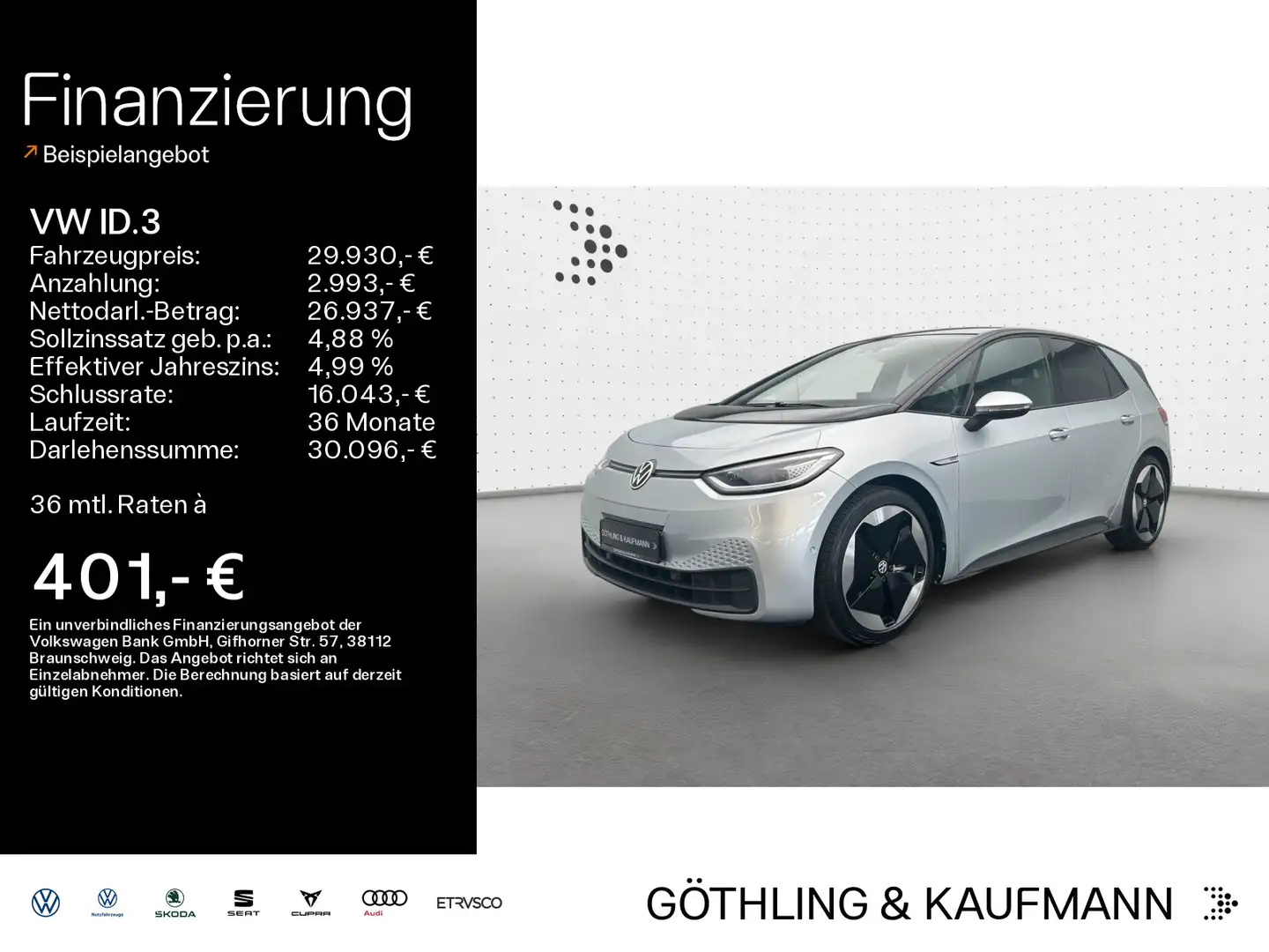 Volkswagen ID.3 Pro Performance 150kW*NAVI*PANO*KAM*SHZ*20Z Argintiu - 1