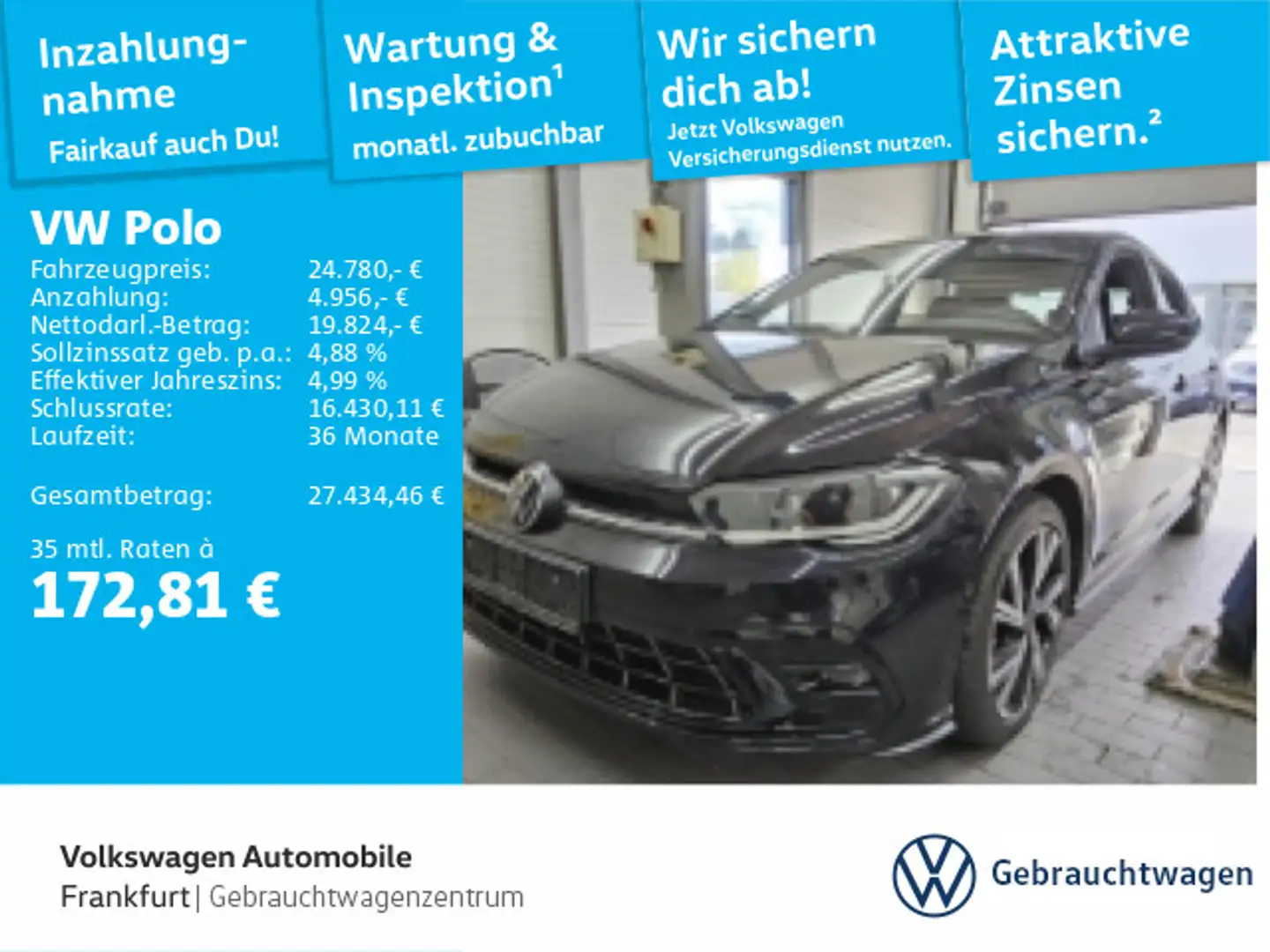 Volkswagen Polo 1.0 TSI DSG R-Line Navi IQ.Light DAB+ Front Schwarz - 1