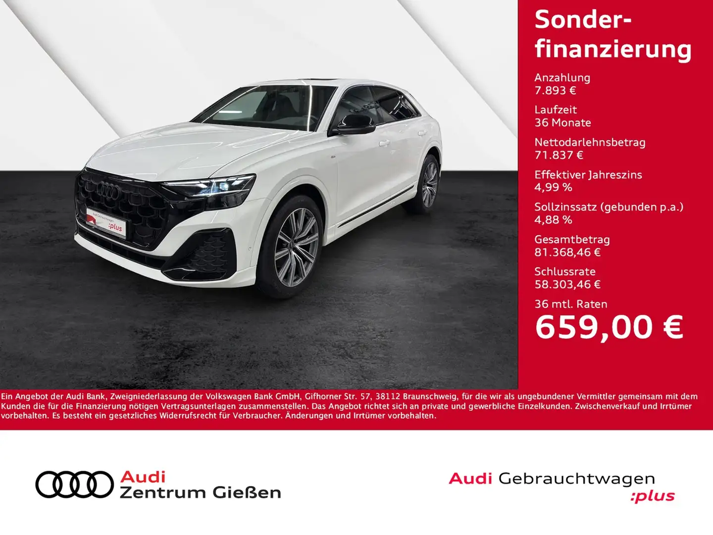 Audi Q8 50 TDI quattro S line Black Pano 360°Kamera Mat... Weiß - 1