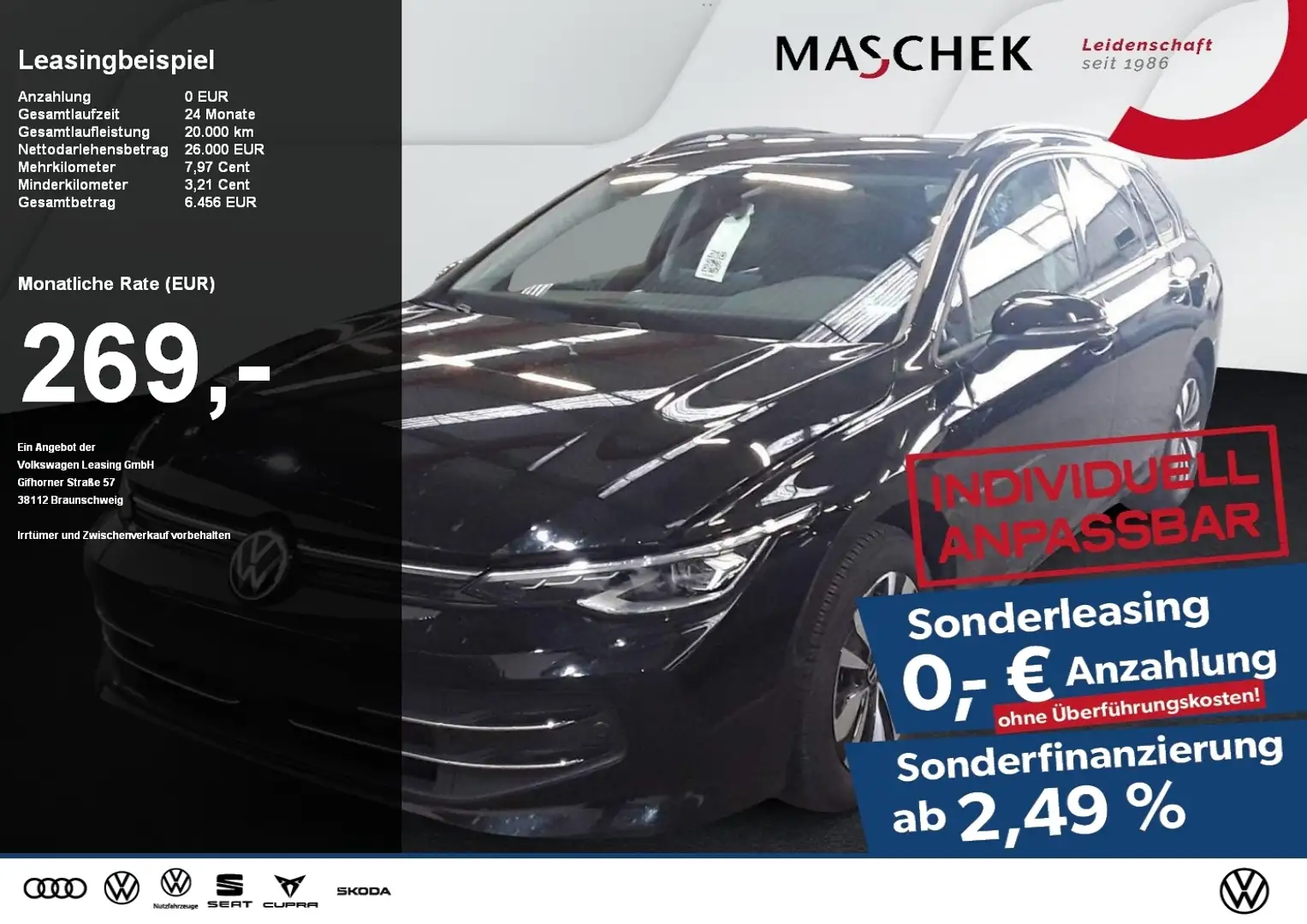 Volkswagen Golf Variant Goal 1.5 TSI AHK Navi Sitzh. Rear View Lenkh Schwarz - 1