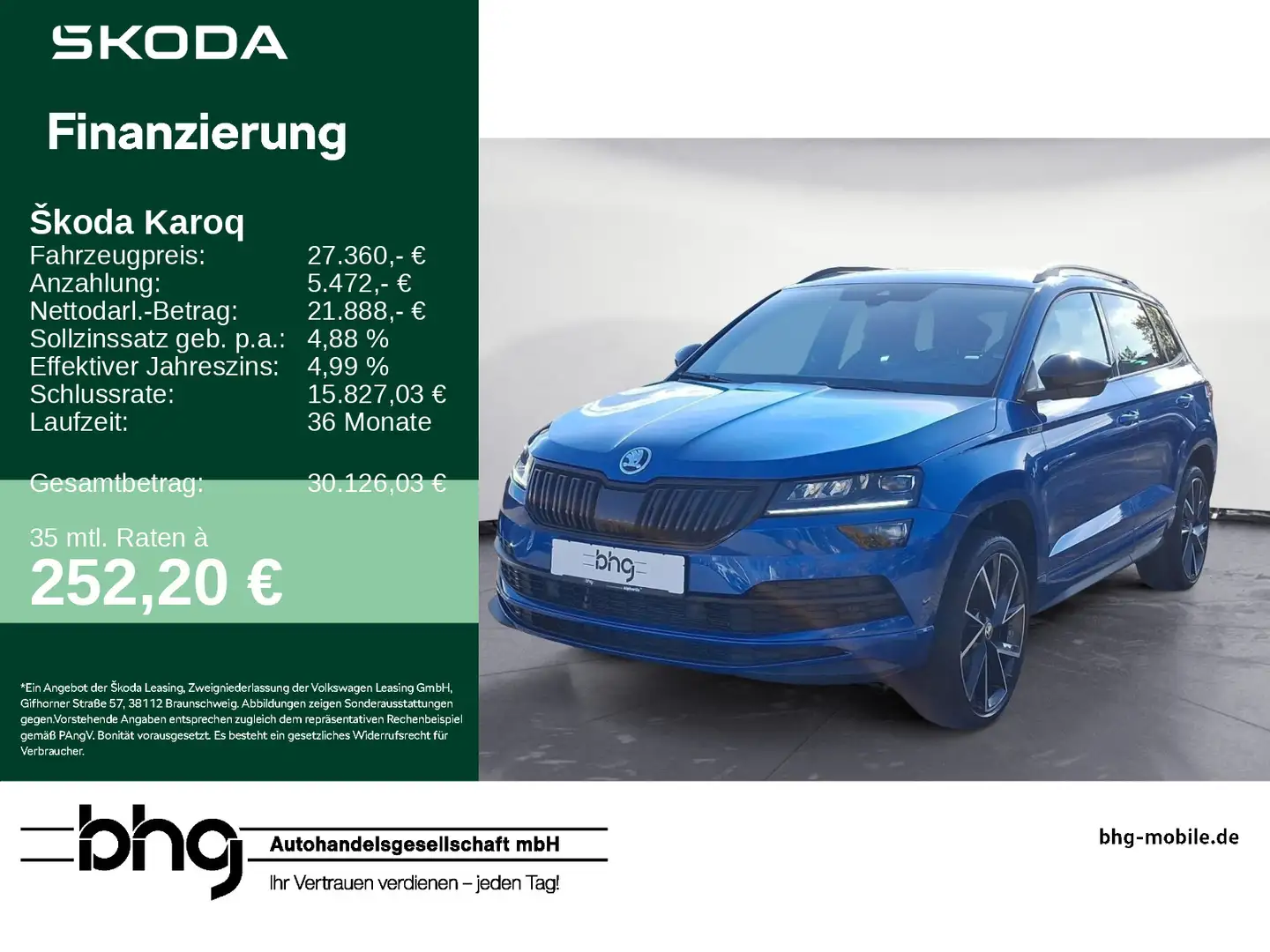 Skoda Karoq 1.5 TSI ACT DSG Sportline Blau - 1