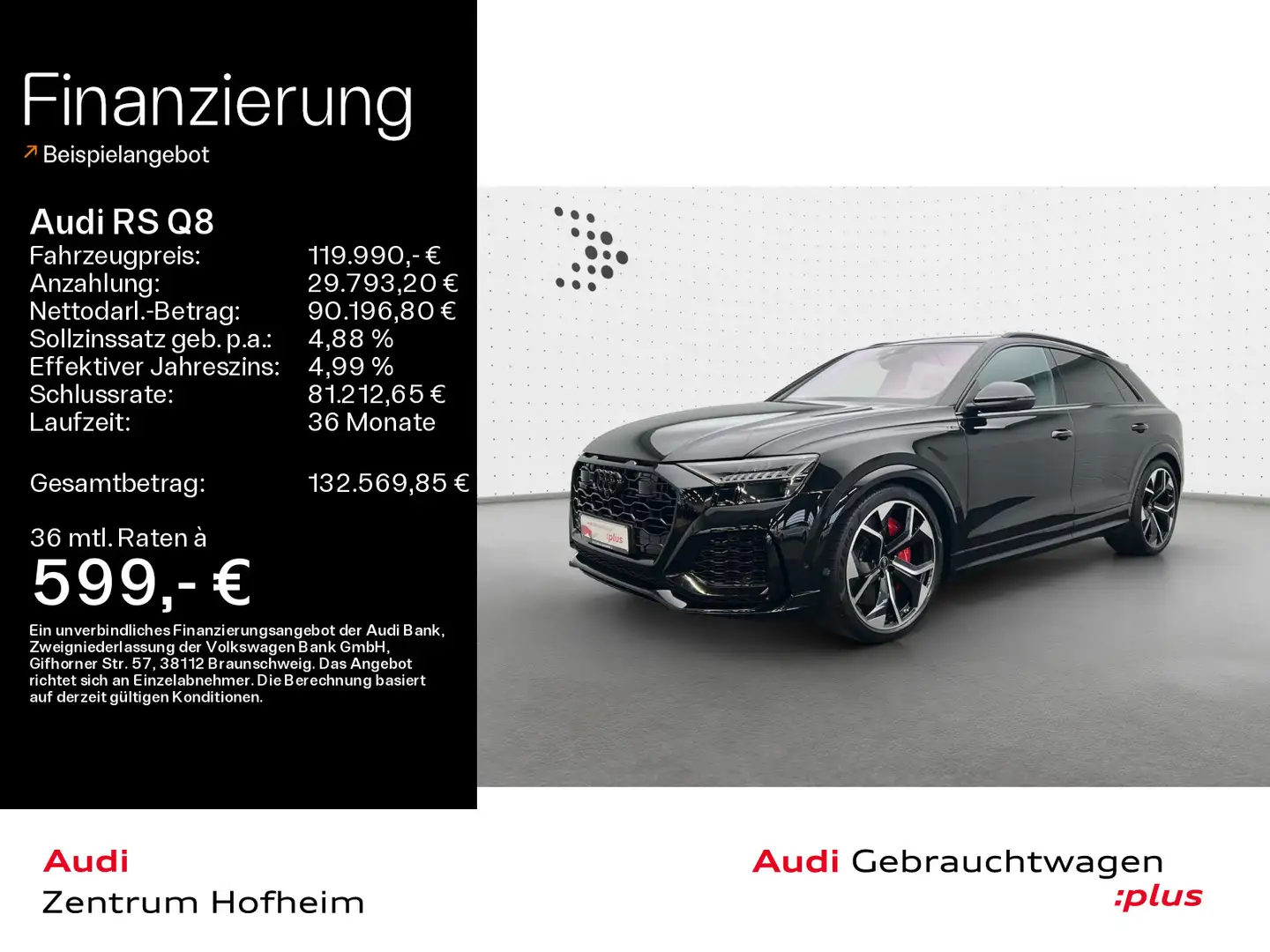 Audi RS Q8 *Keramik*305 km/h*B&O*HUD*Pano*Standh*Matri Schwarz - 1