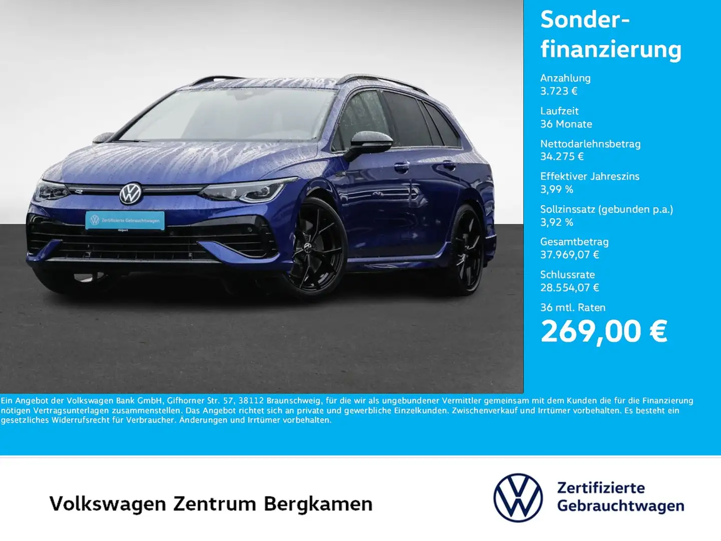 Volkswagen Golf Variant VIII 2.0 R BLACK STYLE 4X4 ACC LM19 Bleu - 1