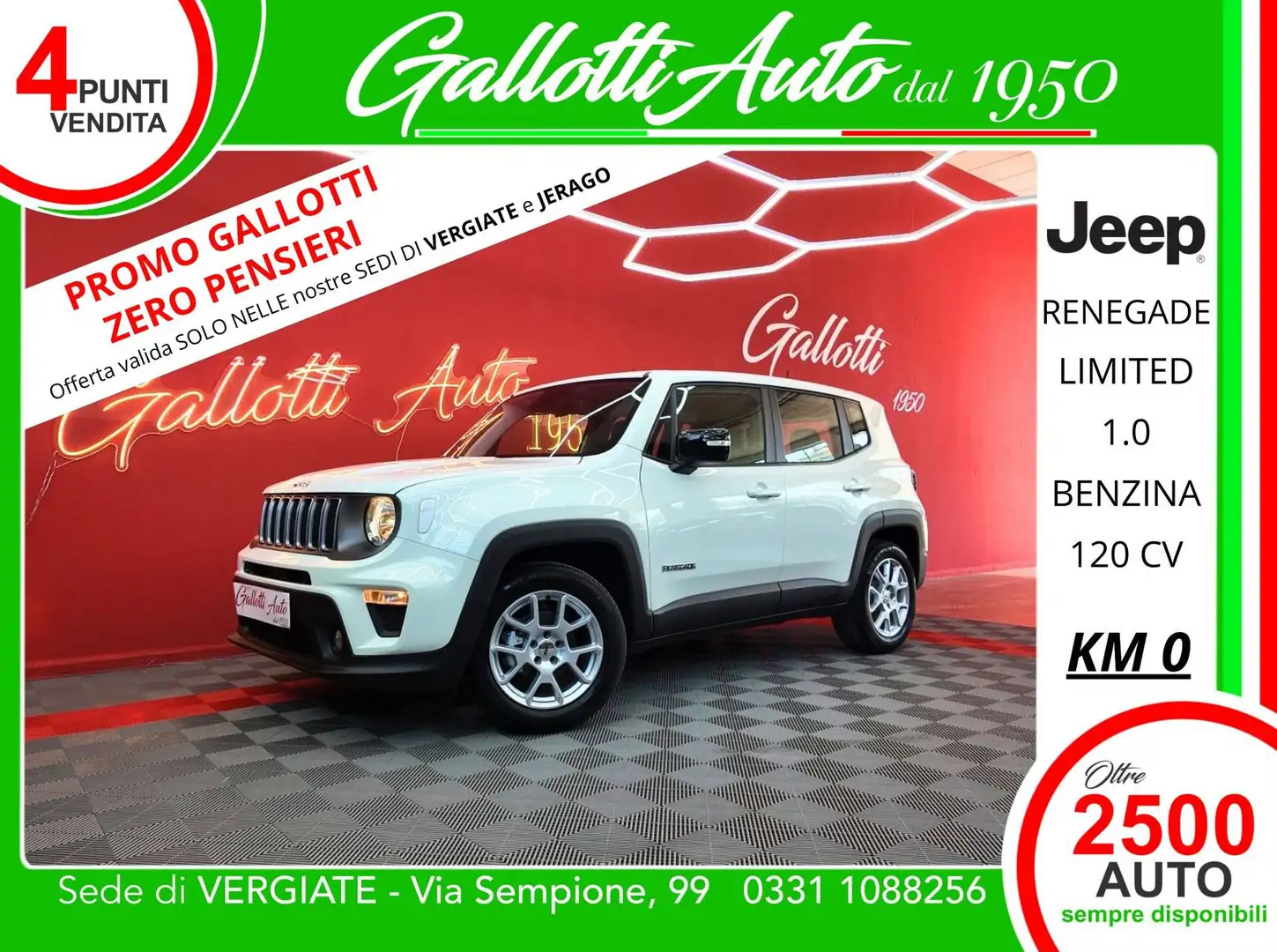 Jeep Renegade 1.0 T3 Limited-PROMO GALLOTTI Ø PENSIERI Bianco - 1