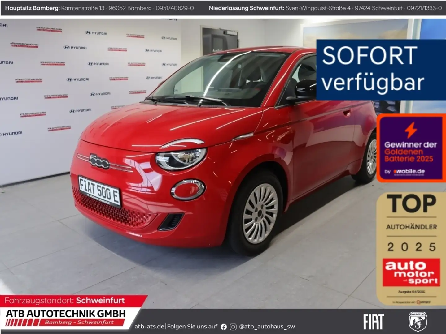 Fiat 500e MY25 RED 23,8 kWh Apple CarPlay Klimaautom DAB Roşu - 1