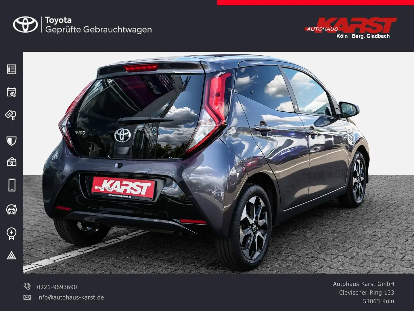 Toyota Aygo 1.0 l  5-tg. TeamD Cabrio TOP Alu Smartphone Grau - 2