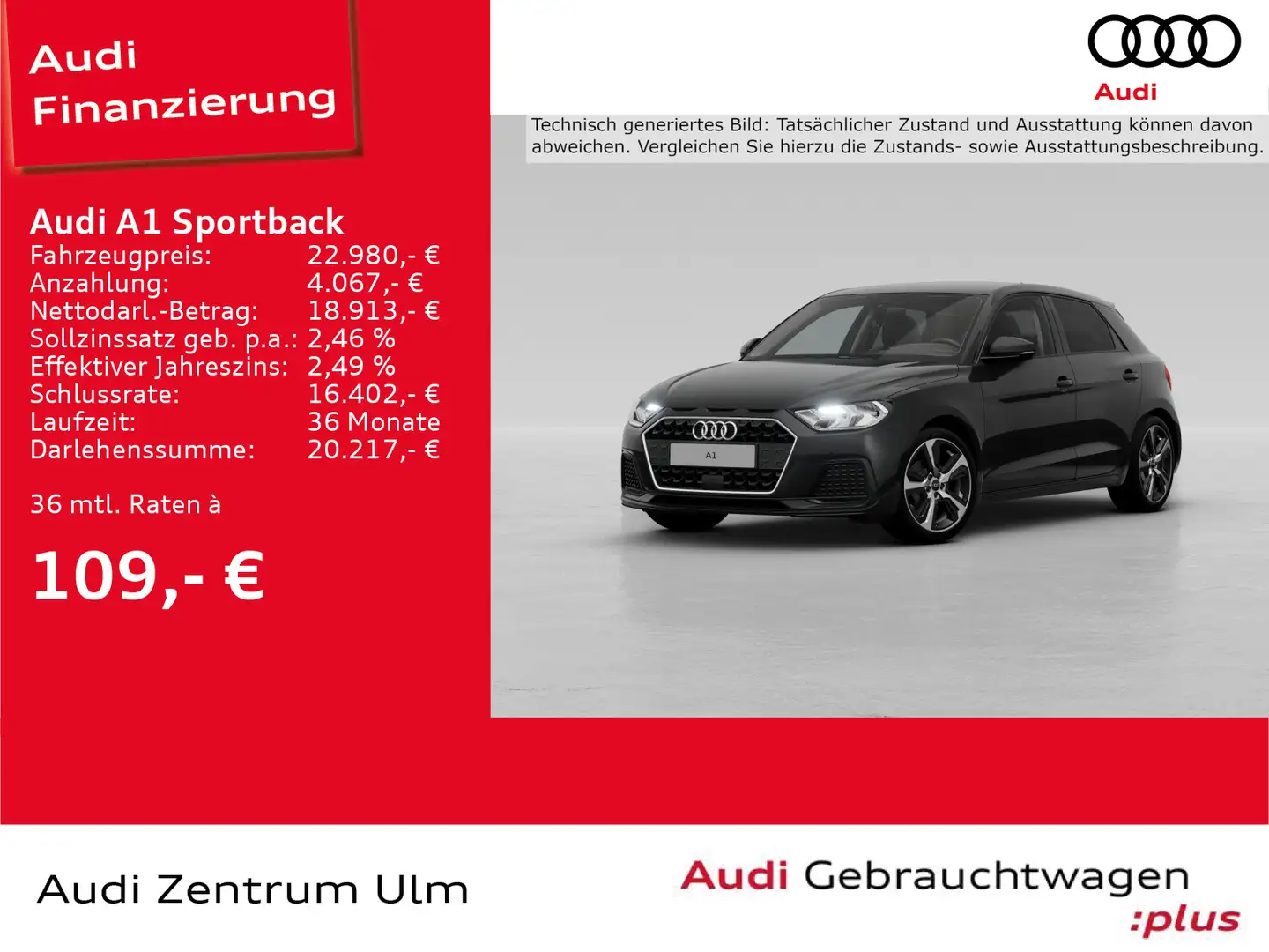 Audi A1 advanced 25 TFSI VIRTUAL 5J.GAR. Schwarz - 1