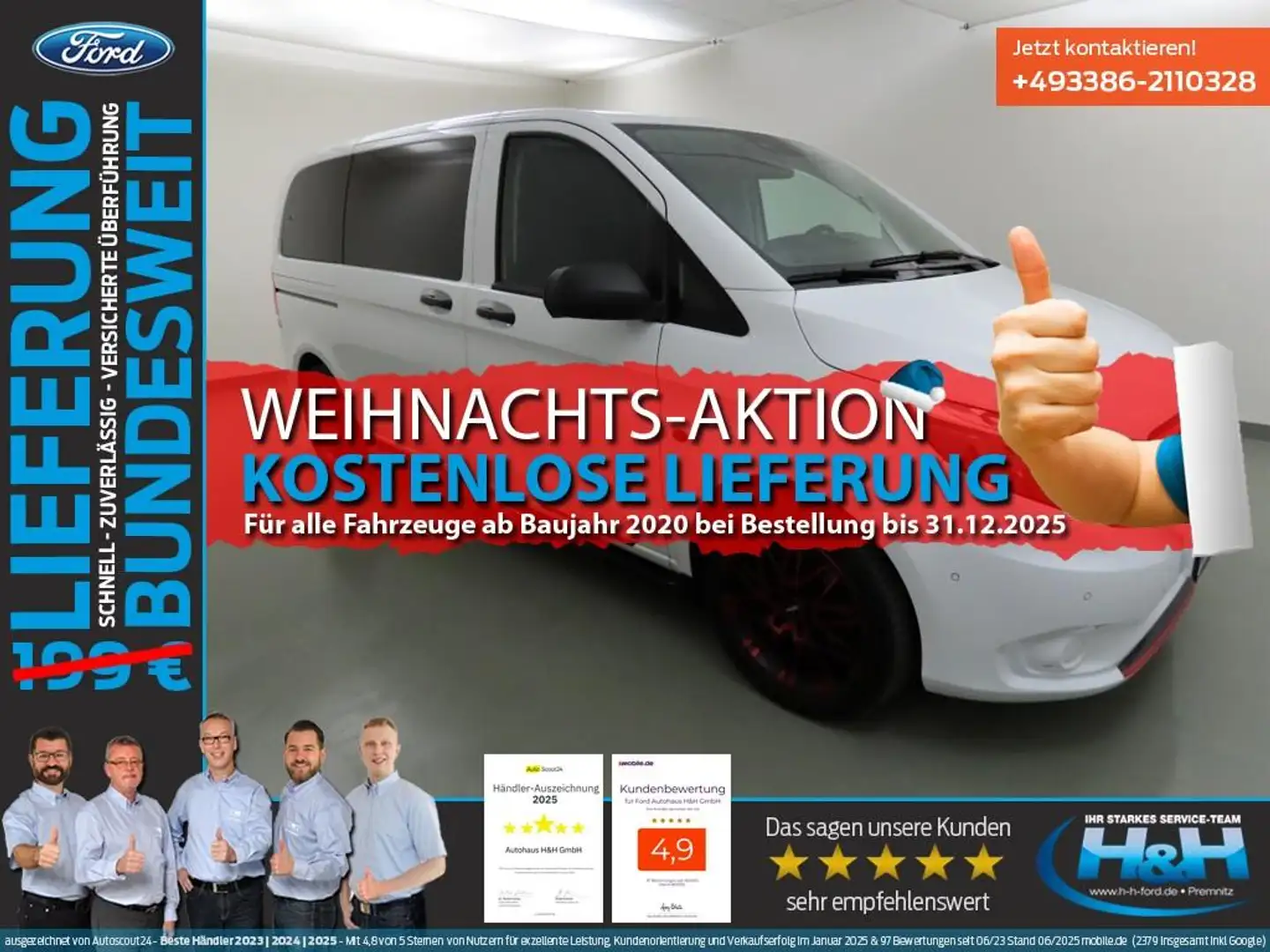 Mercedes-Benz Vito 119 CDI Kompakt AHK+Komfort/ParkPaket+iLED Alb - 1