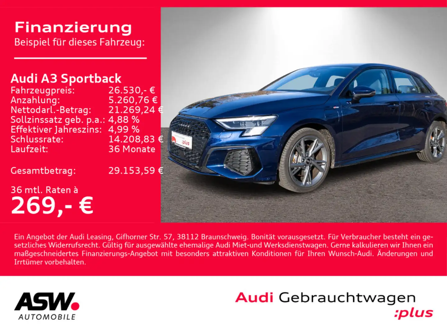 Audi A3 S line 40TFSI e NAVI MATRIX B&O HUD Blau - 1