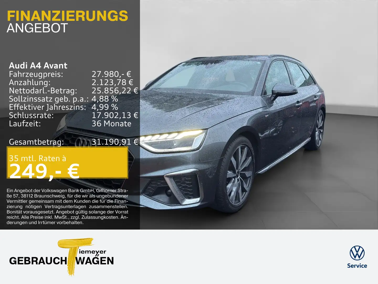 Audi A4 35 TFSI 2x S LINE NAVI+ SITZHZG GRA LM1 Grau - 1