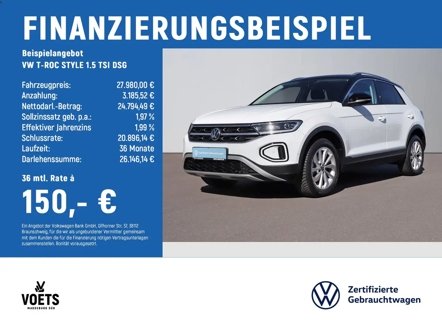 Volkswagen T-Roc STYLE 1.5 TSI DSG LED PLUS+NAVI+AHK+ACC Blanco - 2