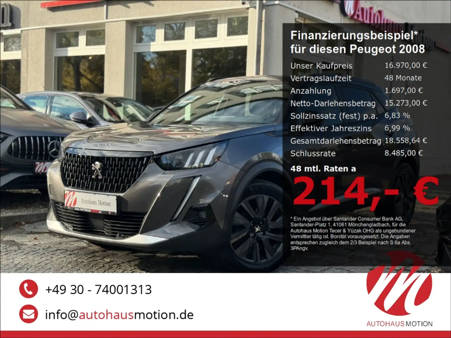 Peugeot 2008 GT Pack Pano Navi Kamera LED Massage Keyless Gris - 1