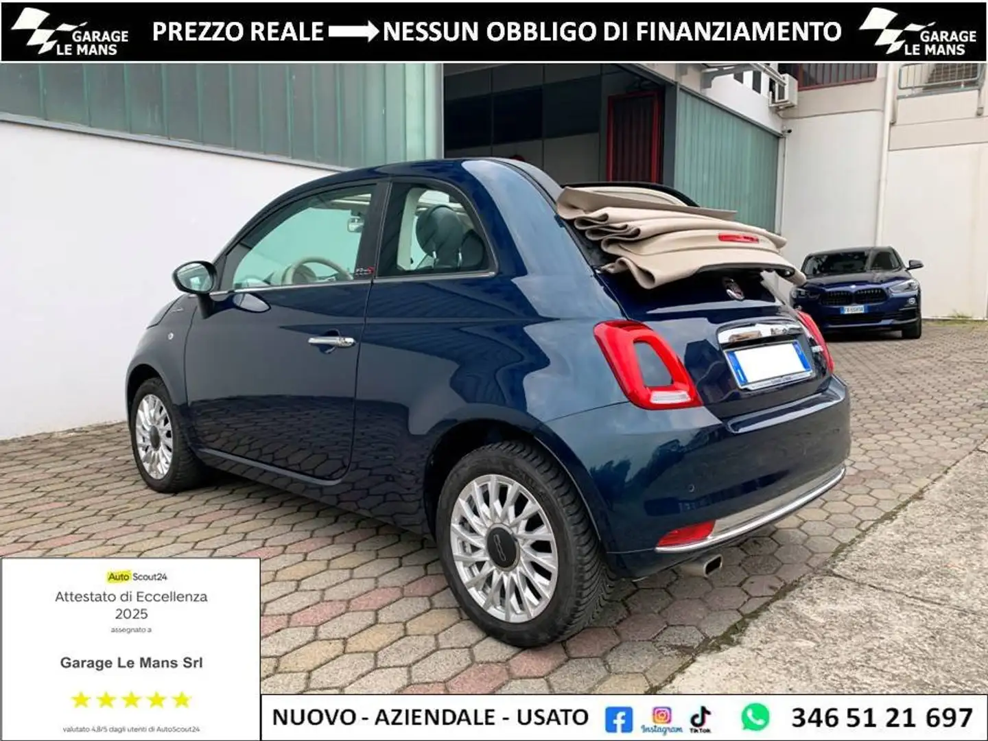 Fiat 500C 1.0 HYBRID DOLCEVITA NEOPTAENTATO Bleu - 1
