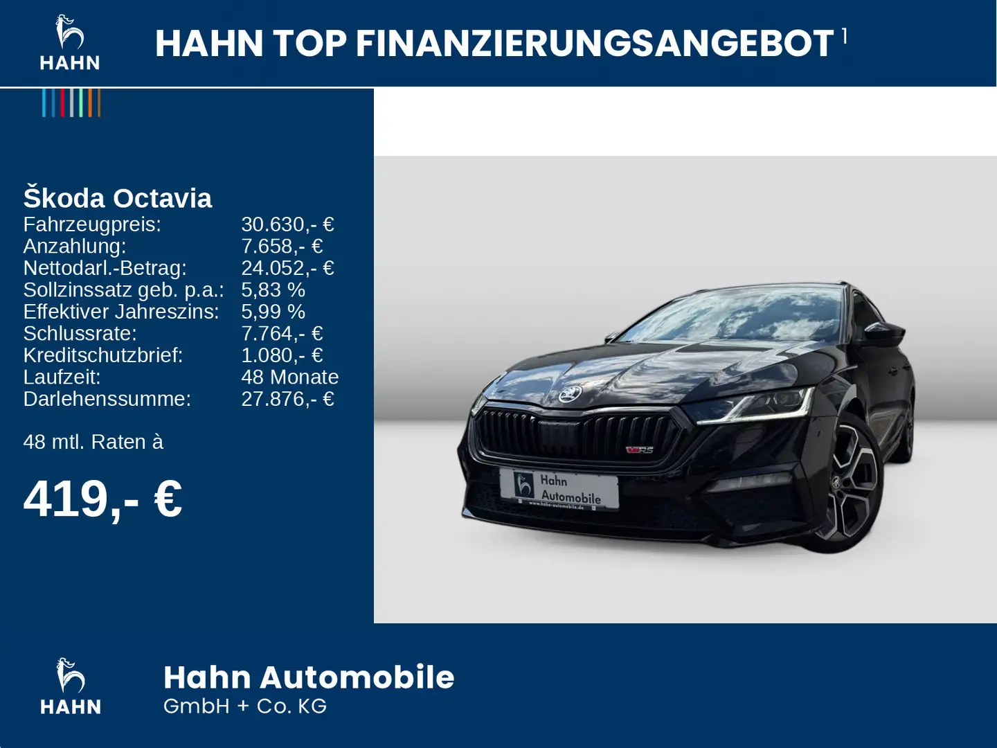 Skoda Octavia Combi RS DSG 2,0TSI AHK NAV PANO LED ACC Schwarz - 2