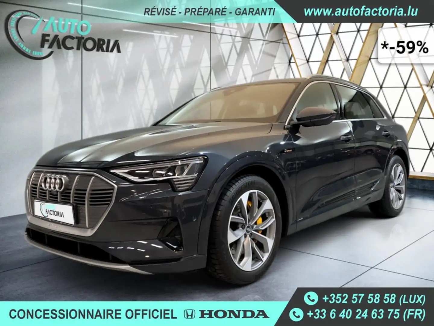 Audi e-tron -59% 55 ELEC 408CV BVA 4x4+GPS+CUIR+CAM360+OPTS Gris - 1