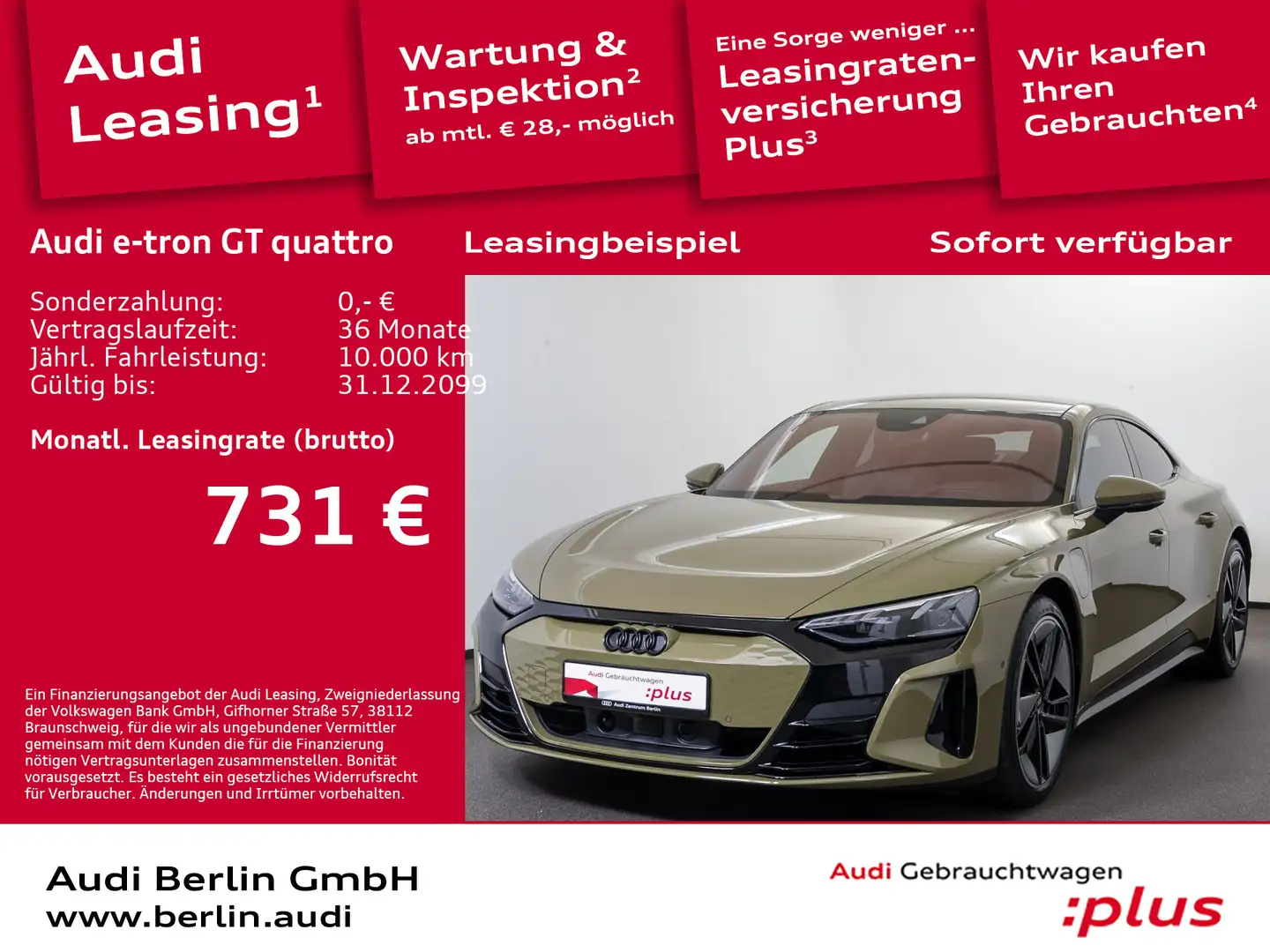 Audi e-tron GT e-tron GT qu. 350 kW NAVI HUD MATRIX B&O SITZHZG Green - 1