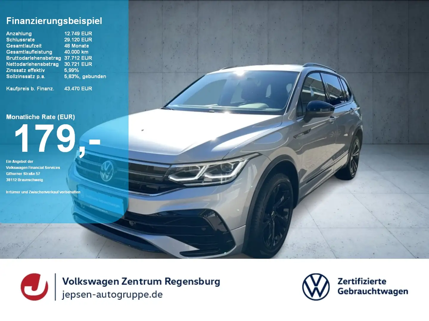 Volkswagen Tiguan Allspace R-Line | 200 PS |DSG Black Style Silber - 1