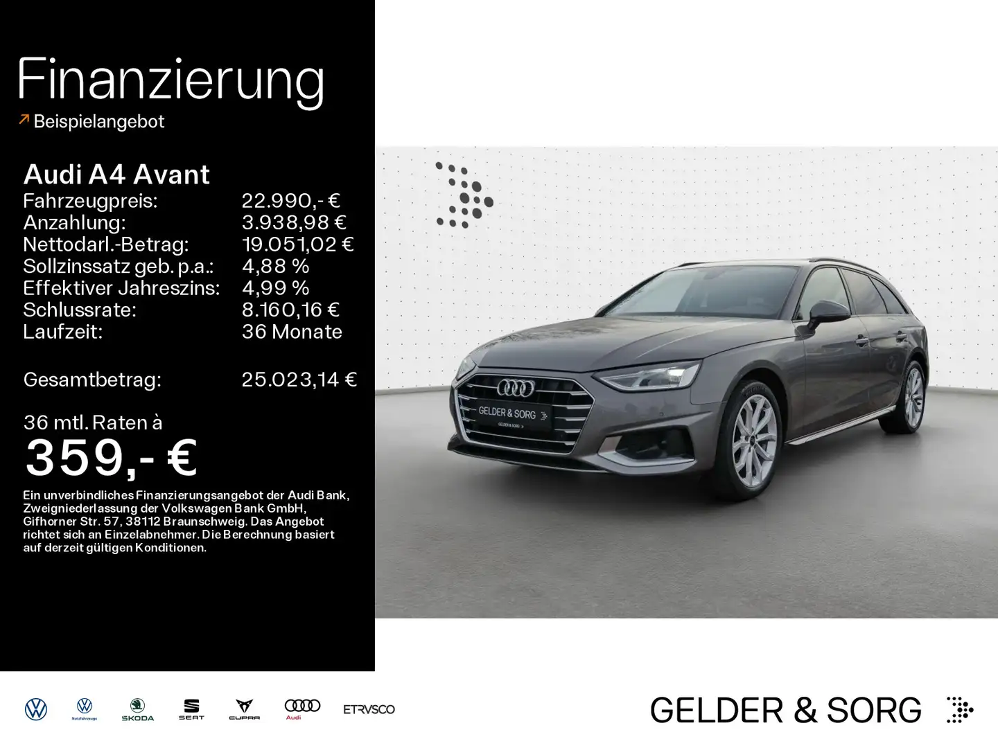 Audi A4 35 TDI advanced Navigation*LED*Sound Grijs - 1